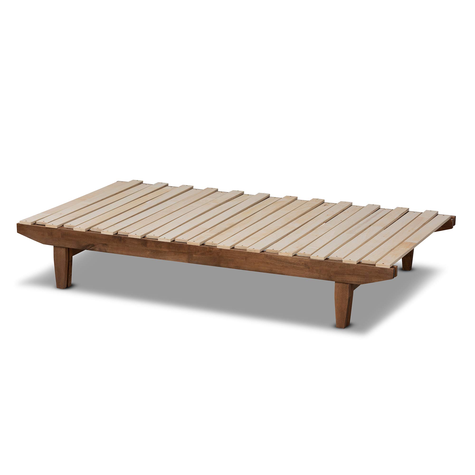 Baxton Studio Wooden Bed Frame - Twin & King Size, Solid Walnut Finish - Perfect for Modern Bedroom & Guest Room Decor