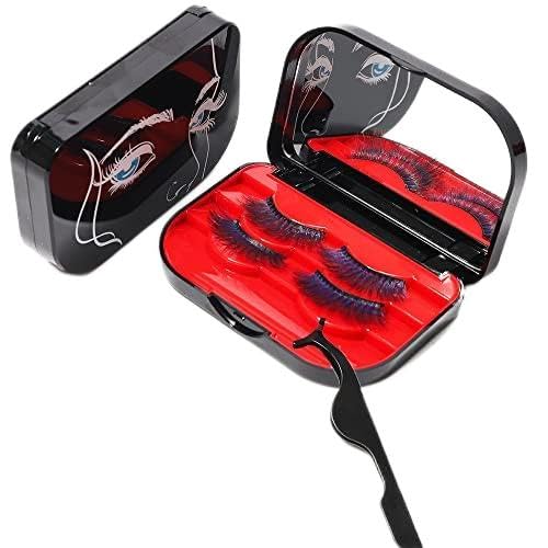 3 Tier Eyelash Storage Case - Black & Red Lash Organizer with Mirror & Tweezers | Makeup Cosmetic Travel Case for False Eyelashes | Perfect for Salon, Home Use & Travel Accessories