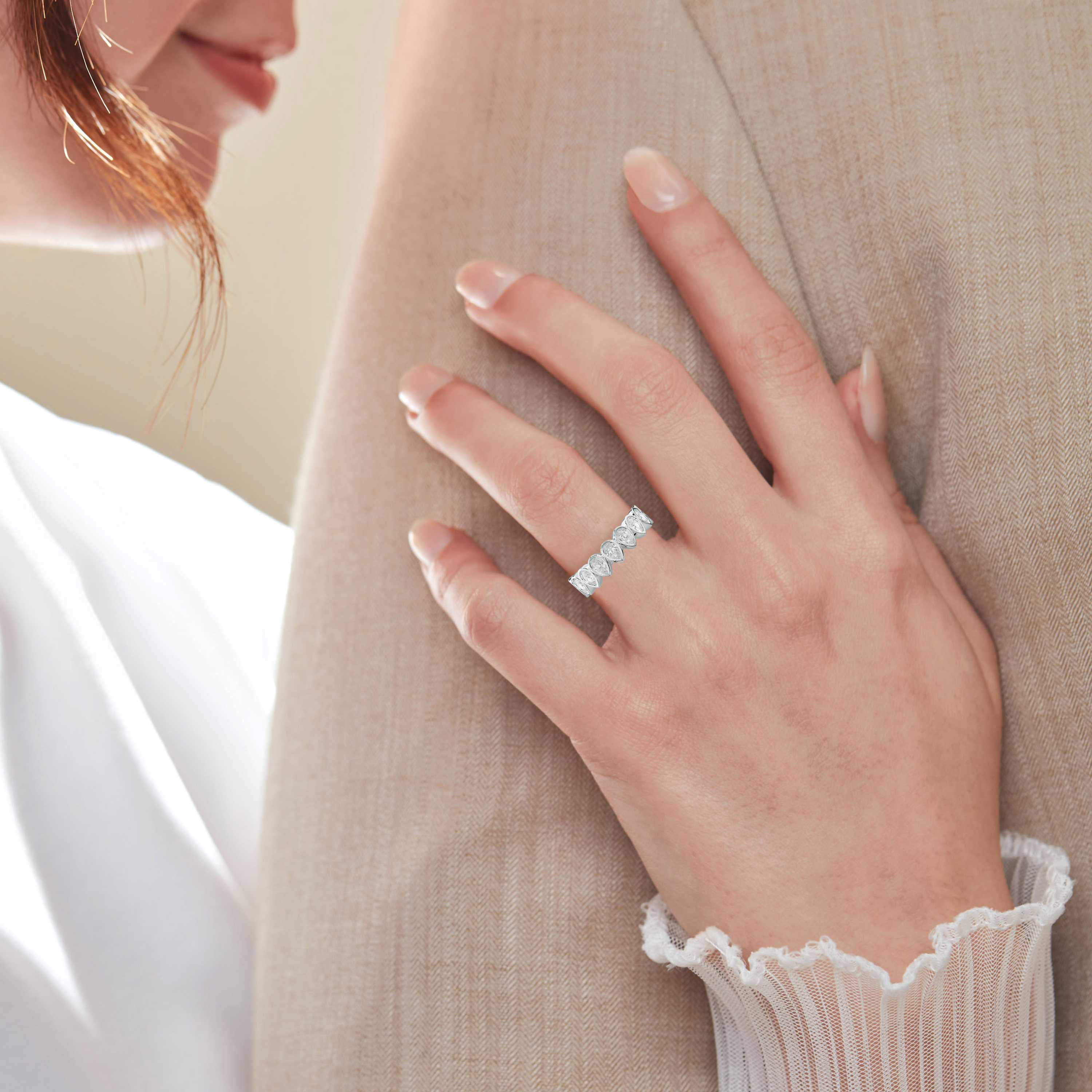 2.0 Carat Bezel Set Pear Cut Diamond Eternity Band - Elegant Wedding Ring for Women, Perfect for Anniversary & Engagement Gifts (Ideal for Special Occasions & Everyday Luxury)