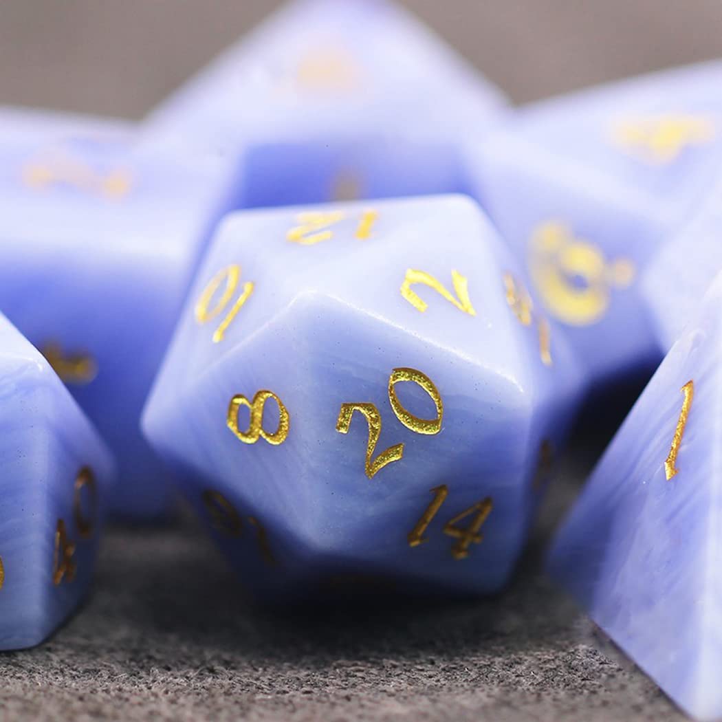 LANGWEI D&D Dice Set - 7-Piece Pretty Purple Agate Polyhedral Dice for Tabletop RPG Games, Dungeons & Dragons, TRPG, Pathfinder | Perfect for Role Playing Adventures & Creative Gifts