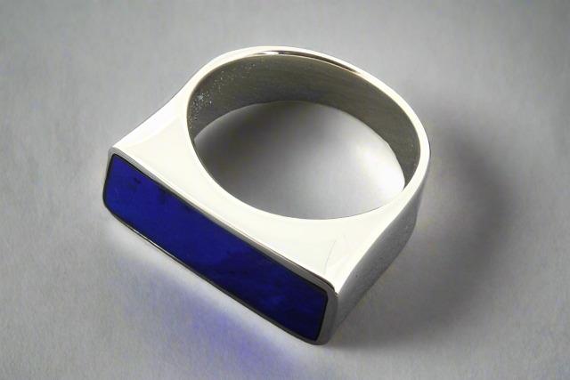Sterling Silver Flat Lapis Ring for Women - Elegant Minimalist Jewelry for Everyday Wear, Gifts & Special Occasions