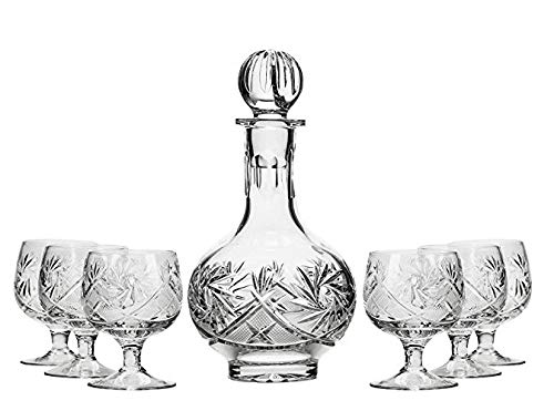Premium 16 Oz Whiskey Decanter Set with 6 Shot Glasses & Stopper - 7-Piece Barware for Bourbon, Scotch, Tequila & Vodka - Perfect for Home Bars, Gifts & Entertaining