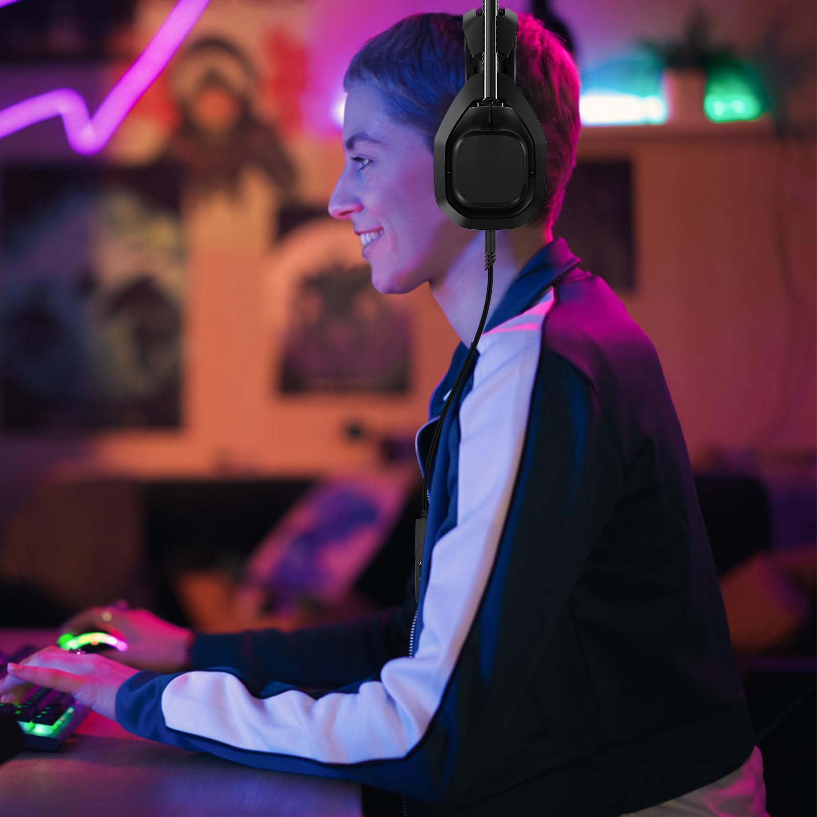 Astro A50 Replacement Headset Cable with Inline Mute & Volume Control - 6.6ft Compatible with Astro A10, A30, A40, A40 TR, A50 Headsets for Xbox One & PS4 - Perfect for Gaming, Streaming & Online Meetings