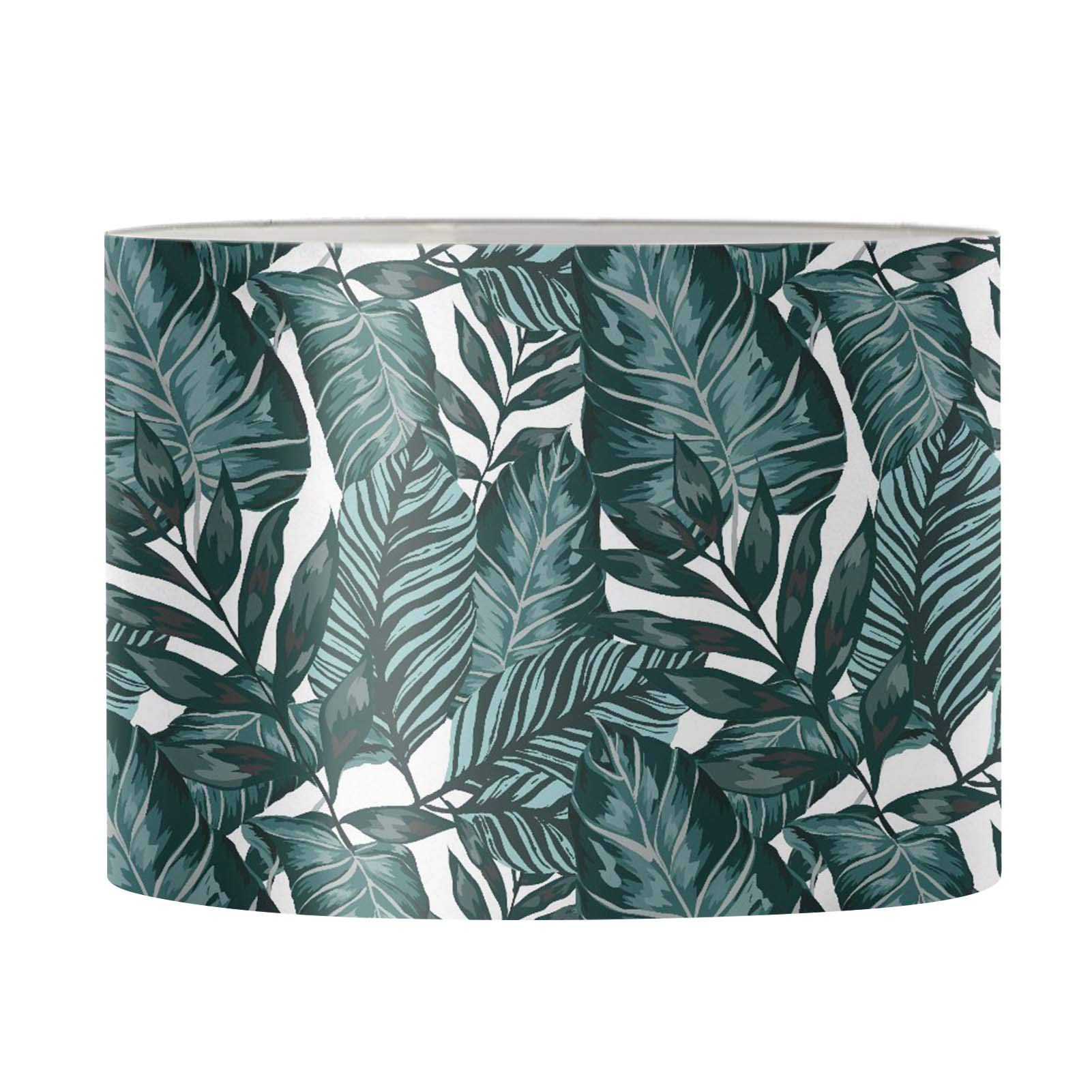 FKELYI Modern Green Palms Drum Lamp Shade - Handmade Lampshade Cover for Table Lamp, Wall Light & Floor Lamp - Boho Home Decor for Living Room, Bedroom & Office