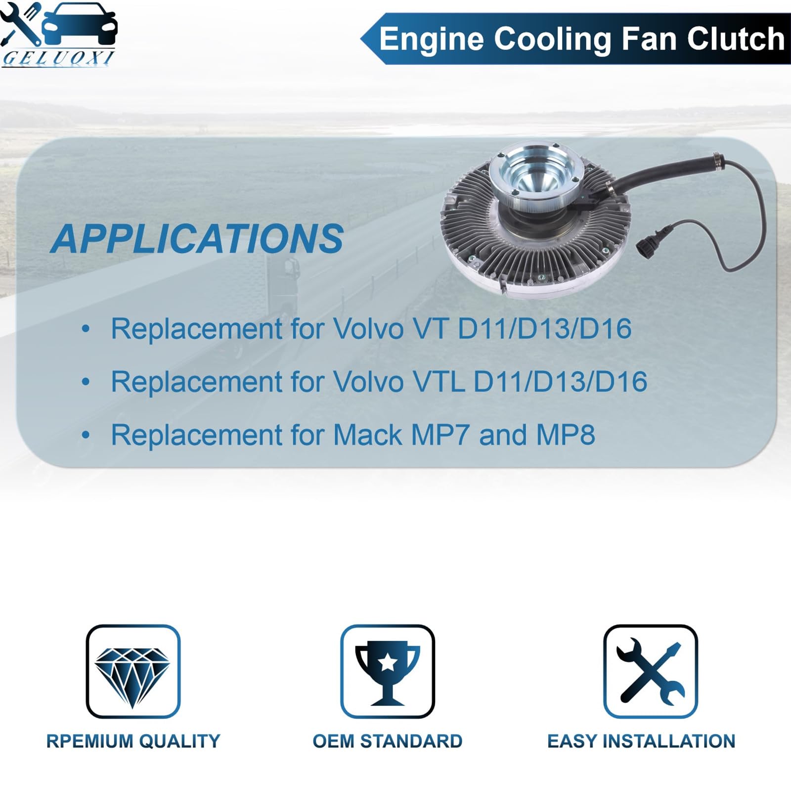 Volvo VT D11 D13 D16 & Mack MP7 MP8 Engine Cooling Fan Clutch Replacement - Fits 85115604 85111559 21046594 24437931 - Heavy Duty Truck Cooling System Upgrade for Improved Performance & Longevity