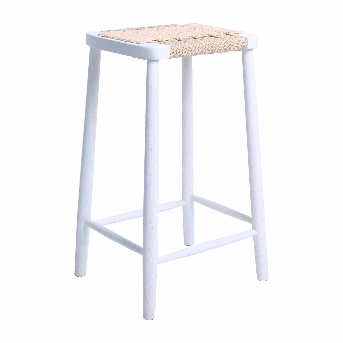 Fitzroy Rattan Bar Stool - Natural Wicker Counter Height Stool with Cushion - Perfect for Kitchen Island, Breakfast Nook & Outdoor Patio Seating