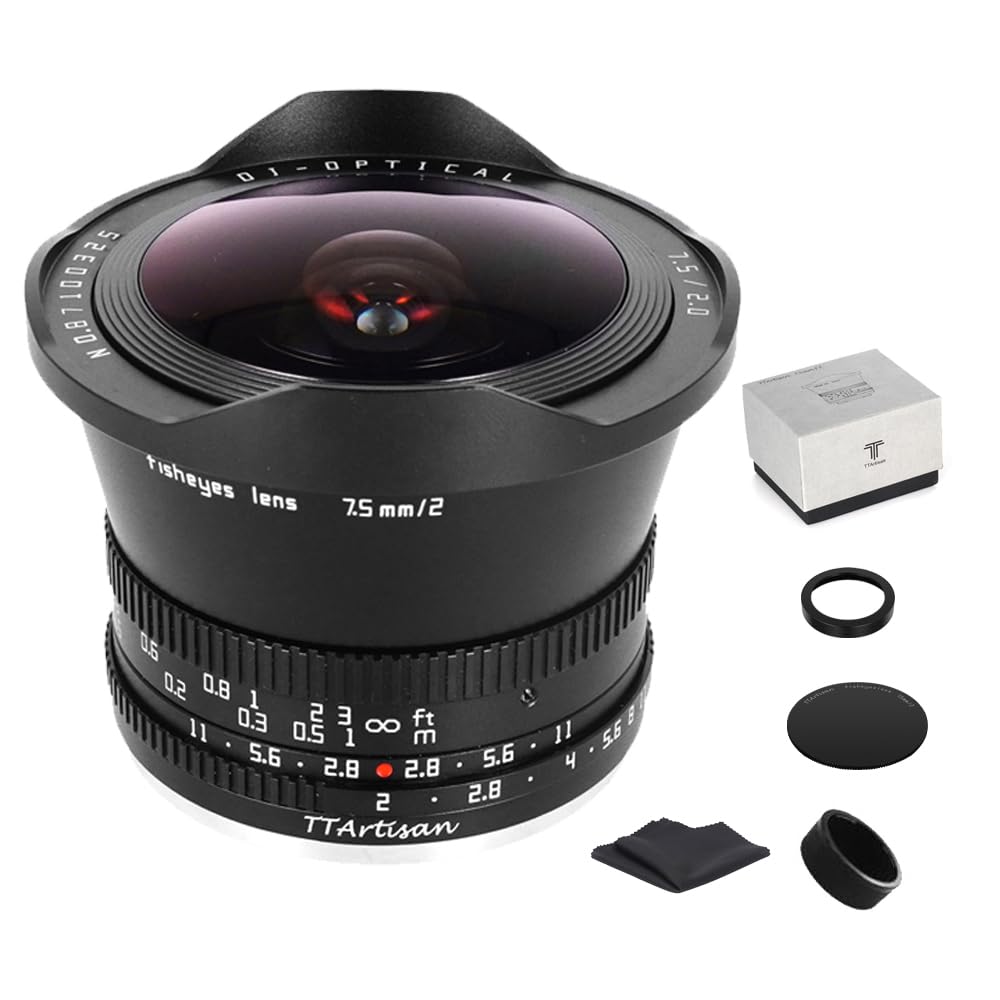 TTartisan 7.5mm f2 APS-C Wide Angle Manual Lens for Sony E Mount Cameras (A7, A7II, A7R, A7S, A6000, ZV-E10, NEX) - Perfect for Landscape, Architecture & Vlogging Photography