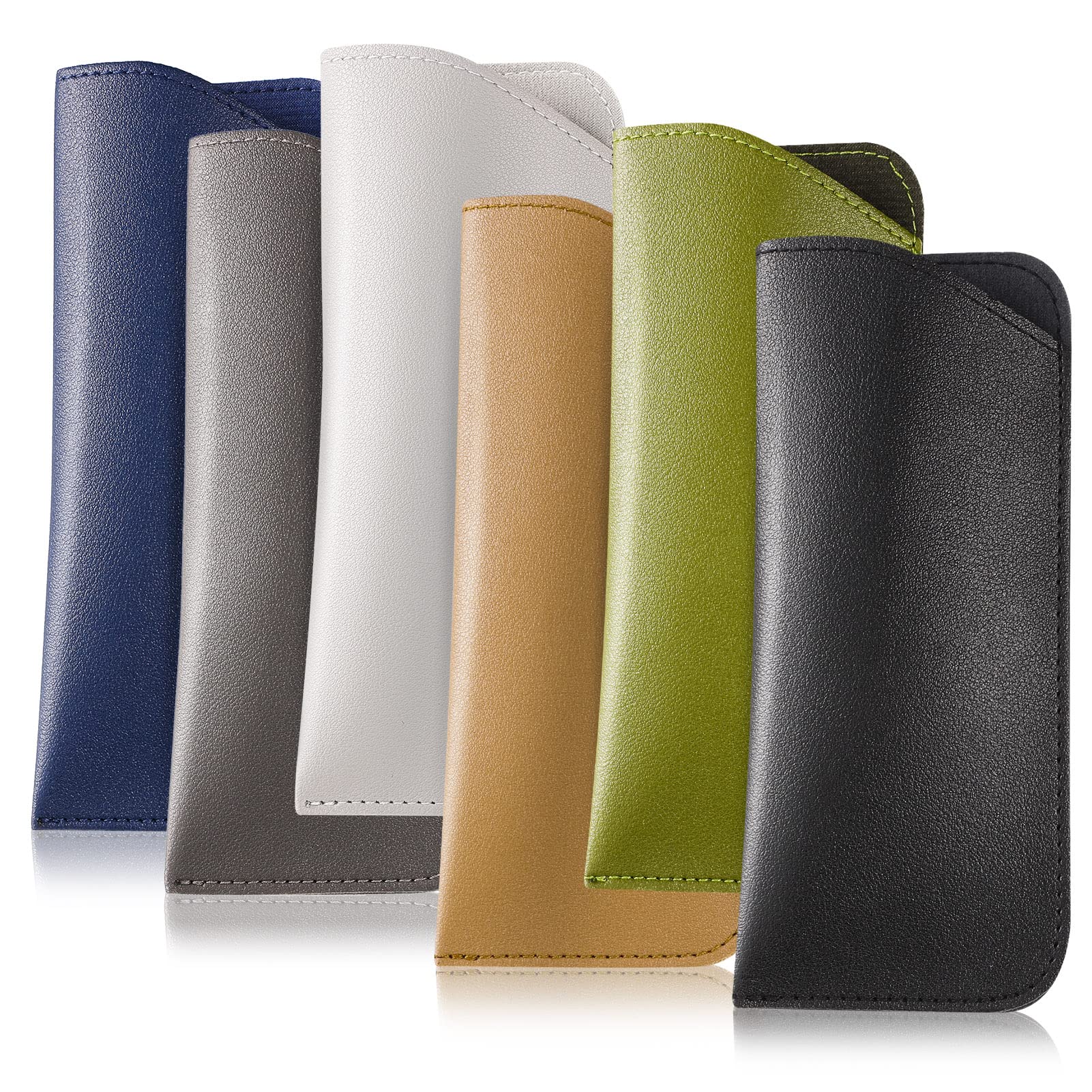 6 Pack Soft Leather Glasses Cases for Women Men & Kids - Durable Travel Eyeglass Holder for Sunglasses & Reading Glasses | Perfect for Travel, Office & Daily Use