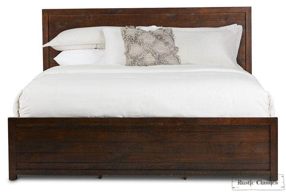 Whistler Reclaimed Wood Platform Bed with 4 Storage Drawers - Brown - Queen & King Size - Rustic Bedroom Furniture for Modern Farmhouse Style