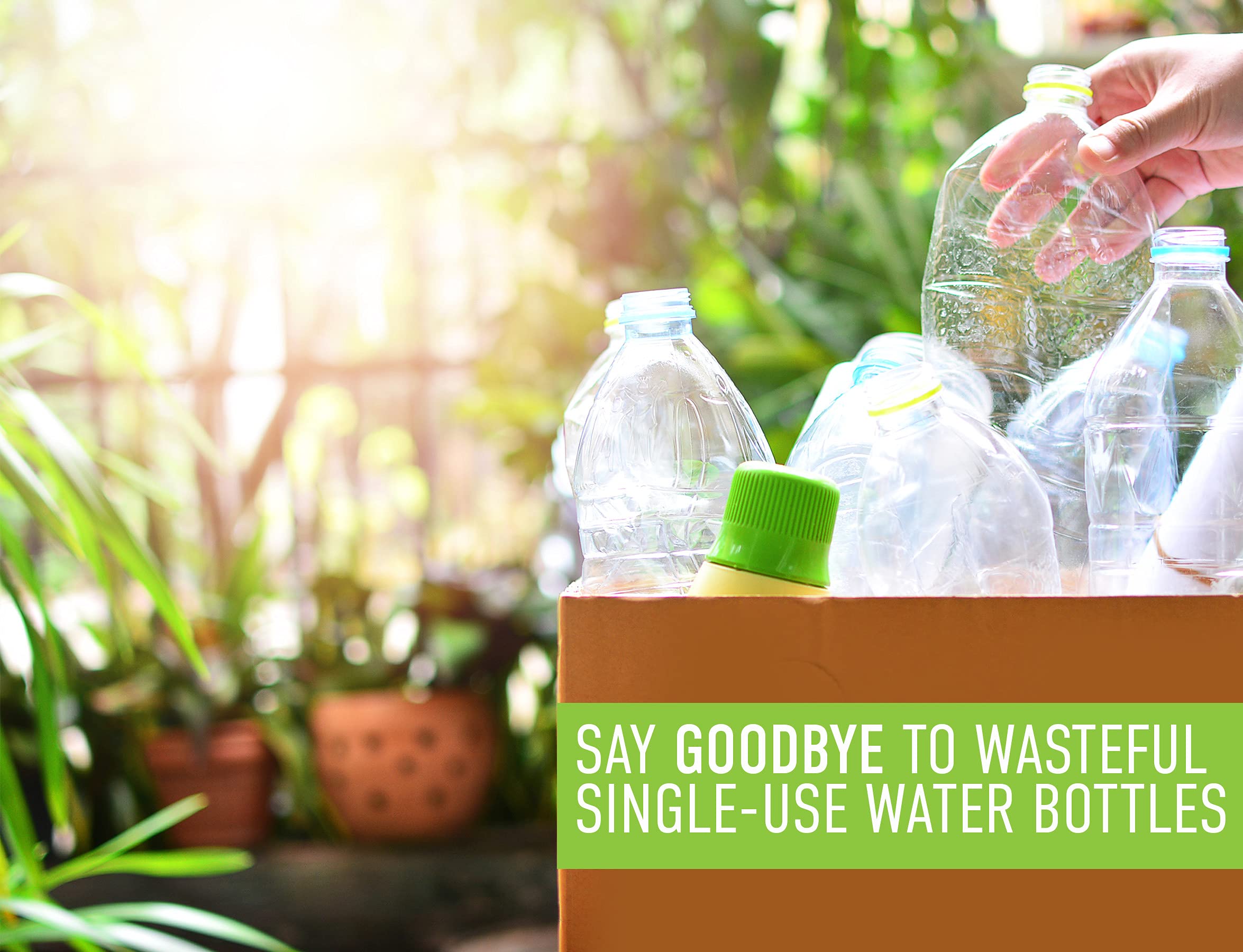 REDUCE WaterWeek 14 oz Refillable Tritan Plastic Water Bottles - 5 Pack Leak Proof BPA-Free Water Bottles with Fridge Storage Tray - Perfect for School, Gym, Office, Travel & Home Use - Reusable Sports Drink Bottles for Kids & Adults