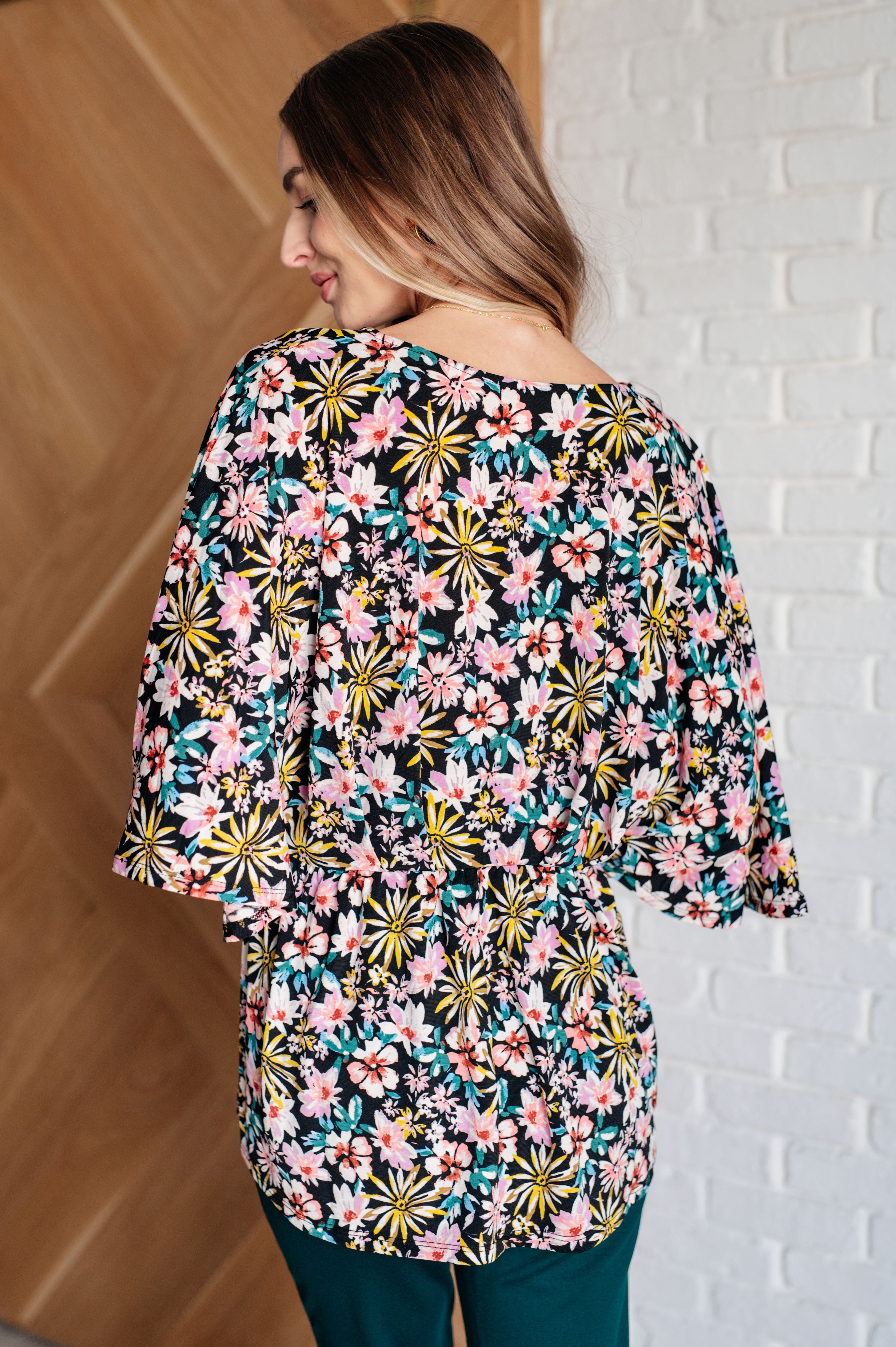 Dreamer Top - Floral Print Women's Blouse in Teal & Pink | Casual Wear, Office Outfit, Spring Summer Fashion