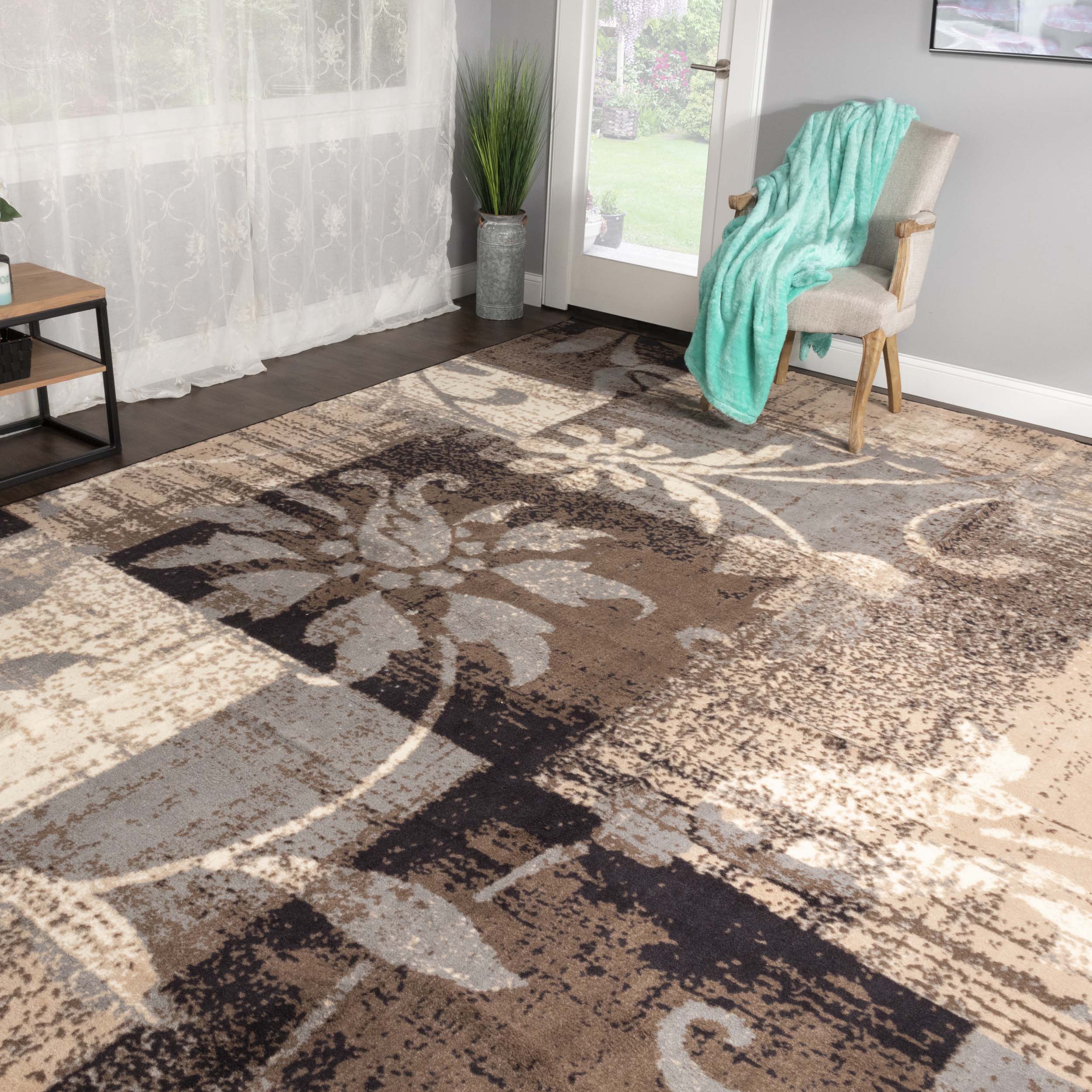 Stylish Pastiche Floral Patchwork Non-Slip Indoor Area Rug - Soft & Durable for Living Room, Bedroom, Nursery - Perfect for Home Decor & Comfort