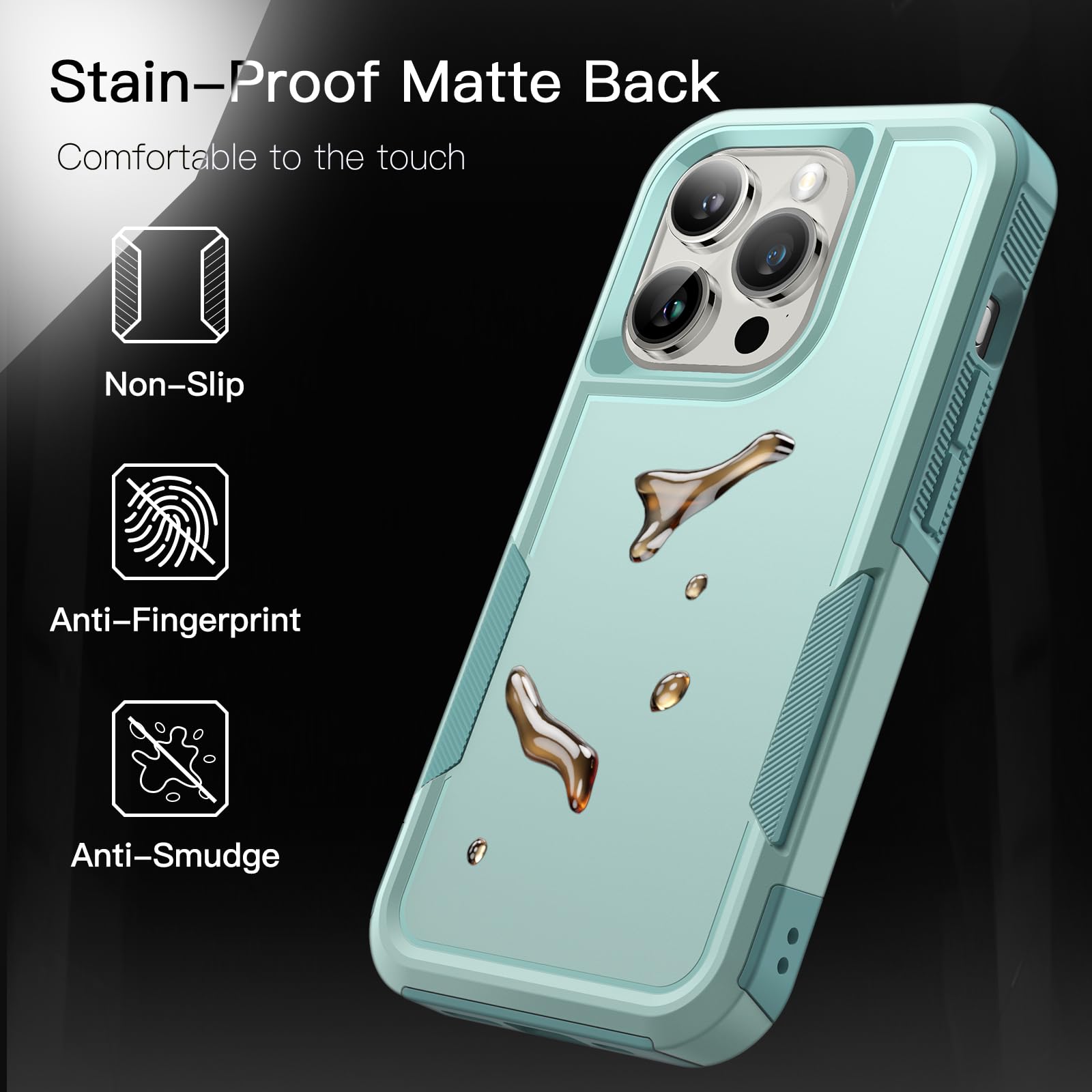 JETech Heavy Duty Rugged Case for iPhone 15 Pro Max 6.7-Inch - Dual Layer Shockproof Protection, Matte Back Cover (Mint Green) | Perfect for Outdoor Adventures, Construction Work & Active Lifestyles