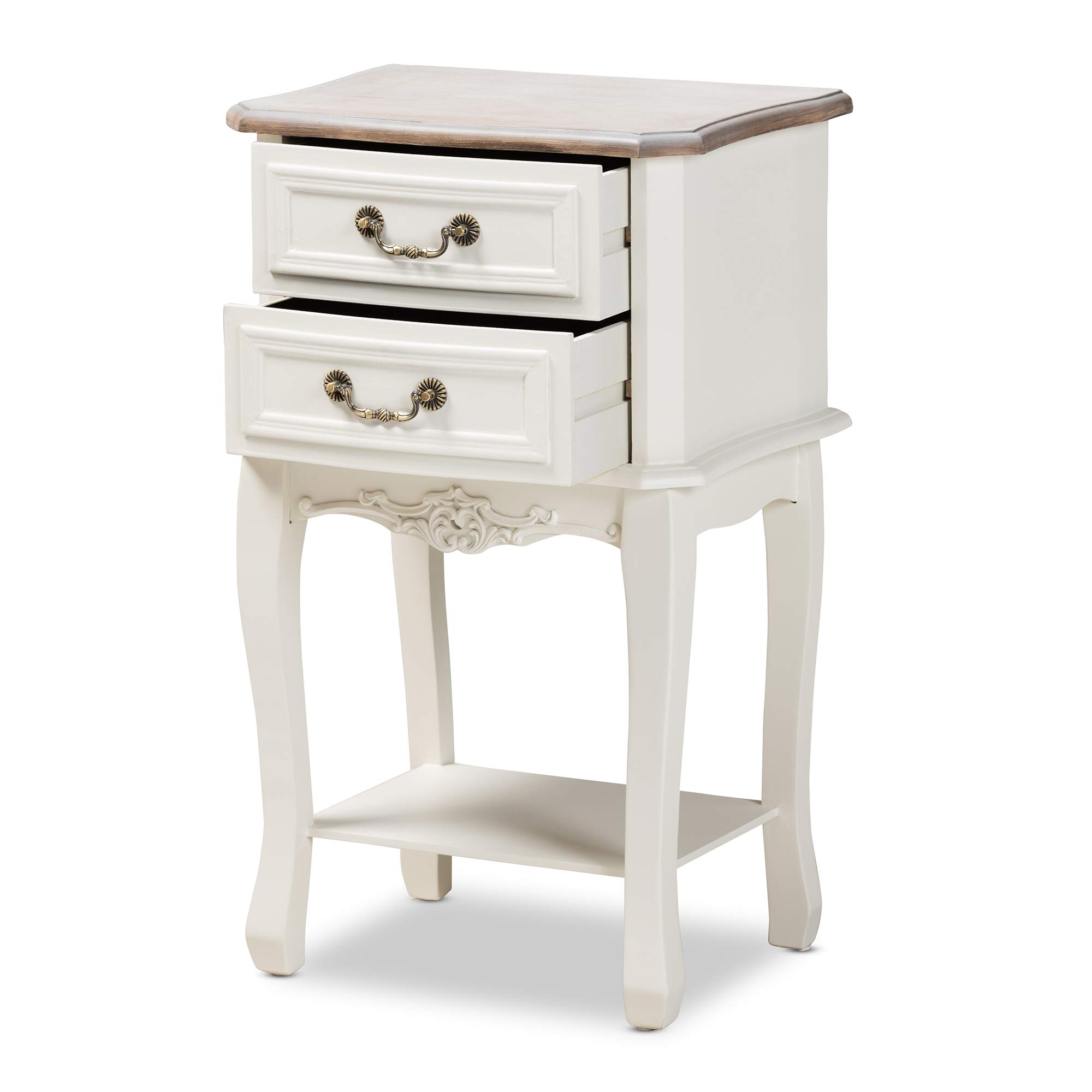 Baxton Studio Modern Nightstand with White Oak Finish - Stylish Bedside Table for Bedroom, Living Room, or Guest Room