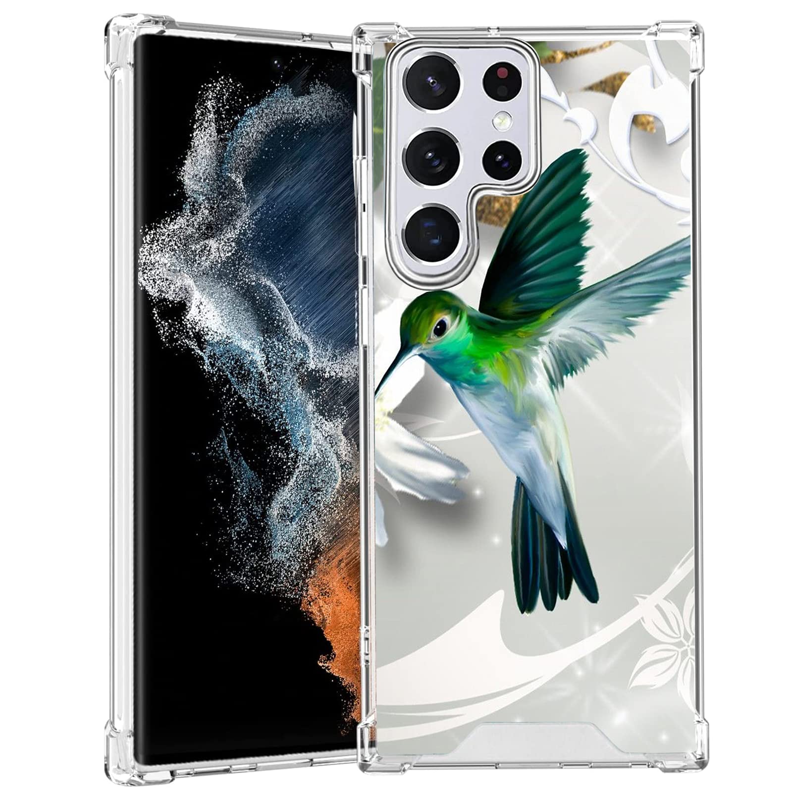 Shockproof Clear Phone Case for Samsung Galaxy S22 Ultra - Hummingbird Design for Protection & Style