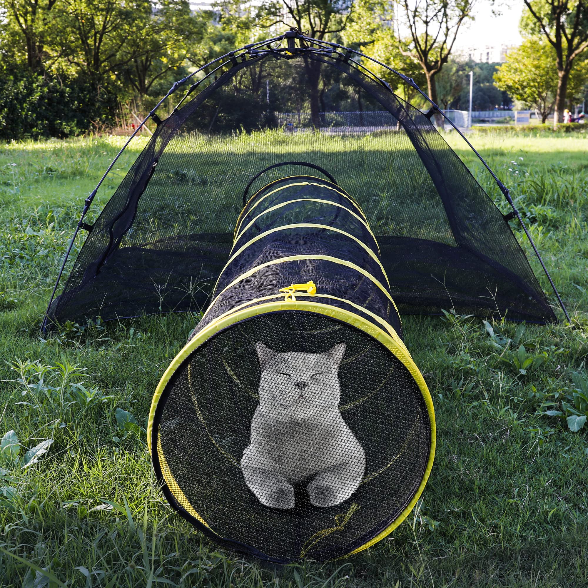 KOOPRO Outdoor Cat Enclosure - Portable Catio, Cat Tunnel & Play Tent for Indoor Cats & Small Pets | Weatherproof Pop-Up Design with Carry Bag | Perfect for Backyard, Patio & Travel Use
