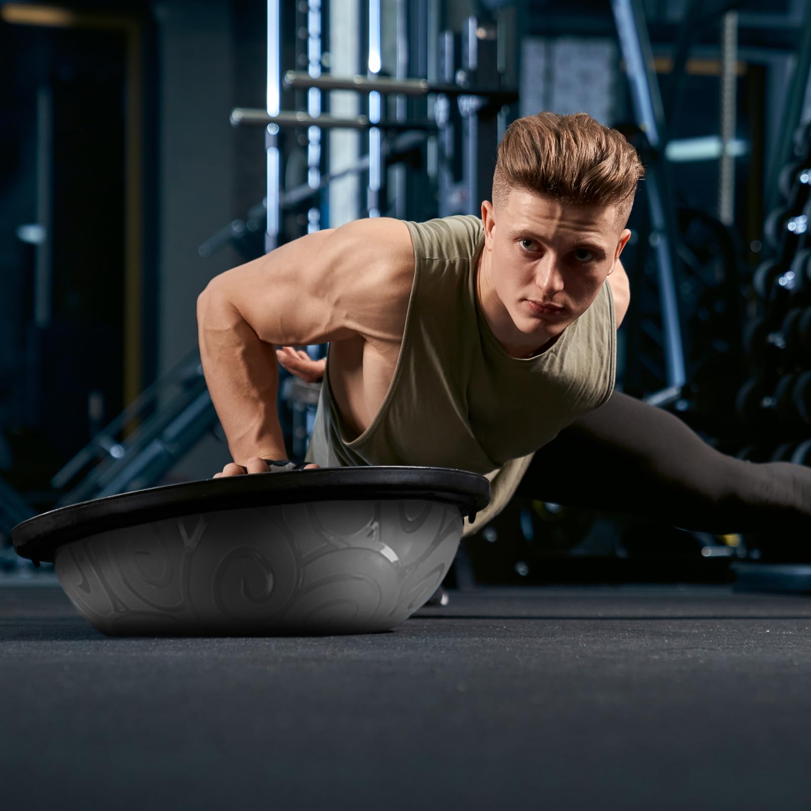ATIVAFIT Half Exercise Ball - Inflatable Balance Trainer for Core Strength, Yoga & Home Gym Workouts with Resistance Bands, Pump - Supports Up to 660 lbs - Perfect for Stability Training, Pilates & Physical Therapy