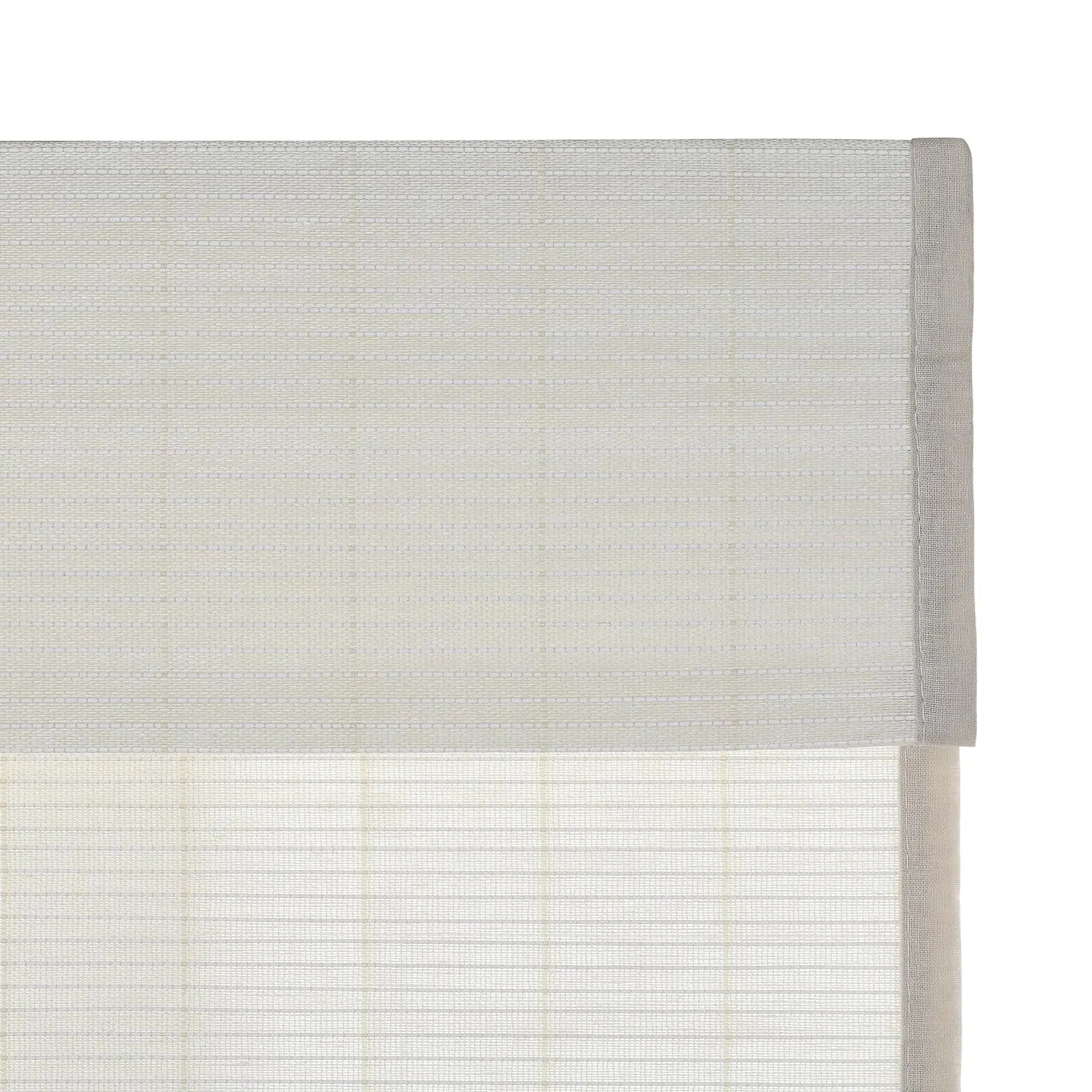 Natural Flax Bamboo Woven Window Shade - Eggshell White | Eco-Friendly Light Filtering Roman Shades for Living Room & Bedroom