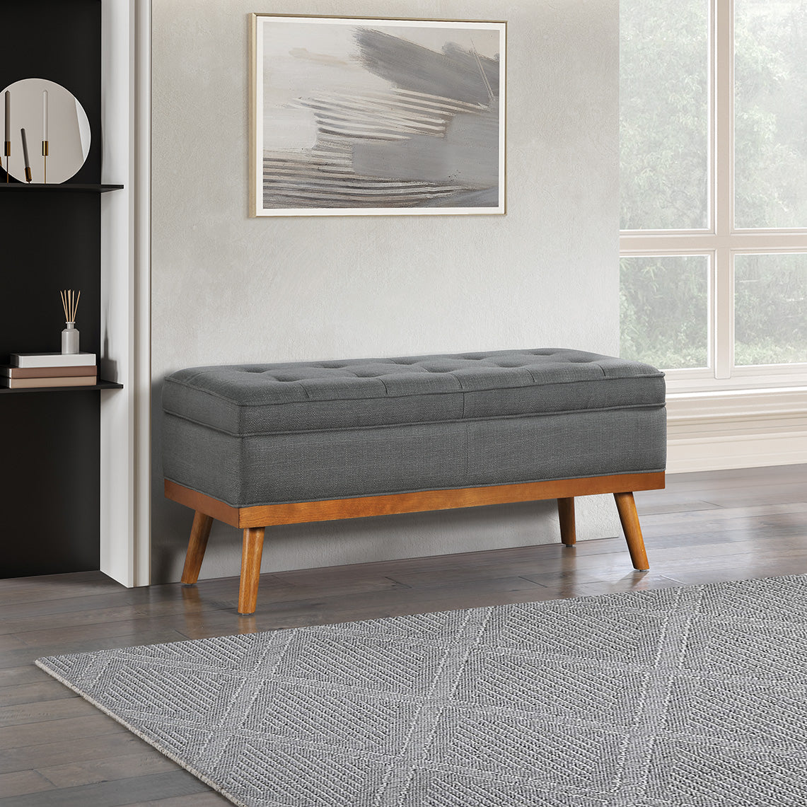 Office Star Ave Six Katheryn Storage Bench - Multifunctional Entryway Bench with Storage for Home, Office & Mudroom Organization - Perfect for Shoes, Blankets & Home Decor