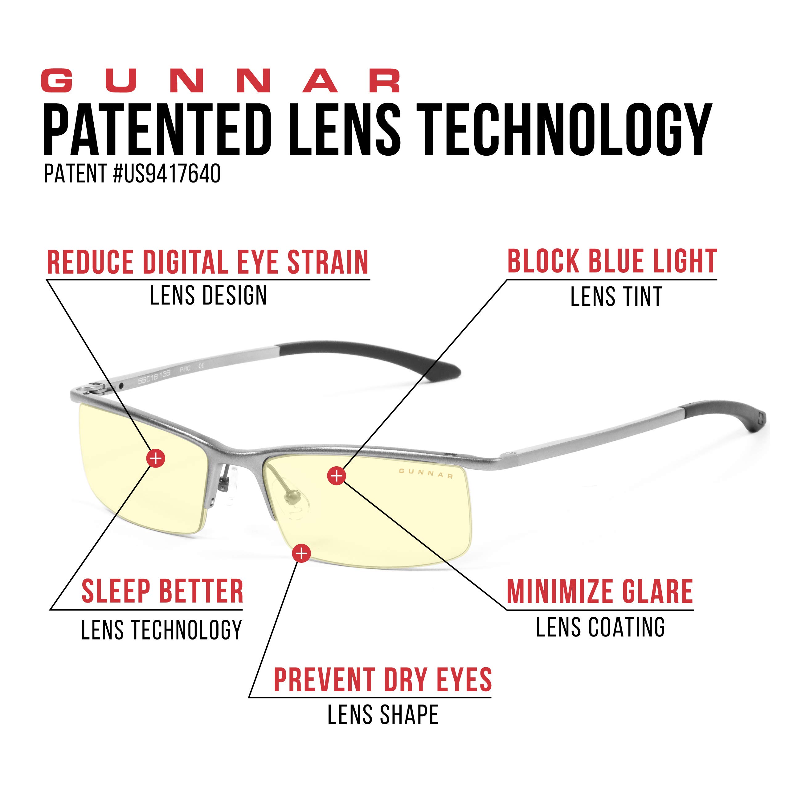 GUNNAR Premium Blue Light Blocking Gaming Glasses - 65% Blue Light Protection - Emissary Style for Gamers & Computer Users - Reduce Eye Strain & Improve Focus for Long Screen Time