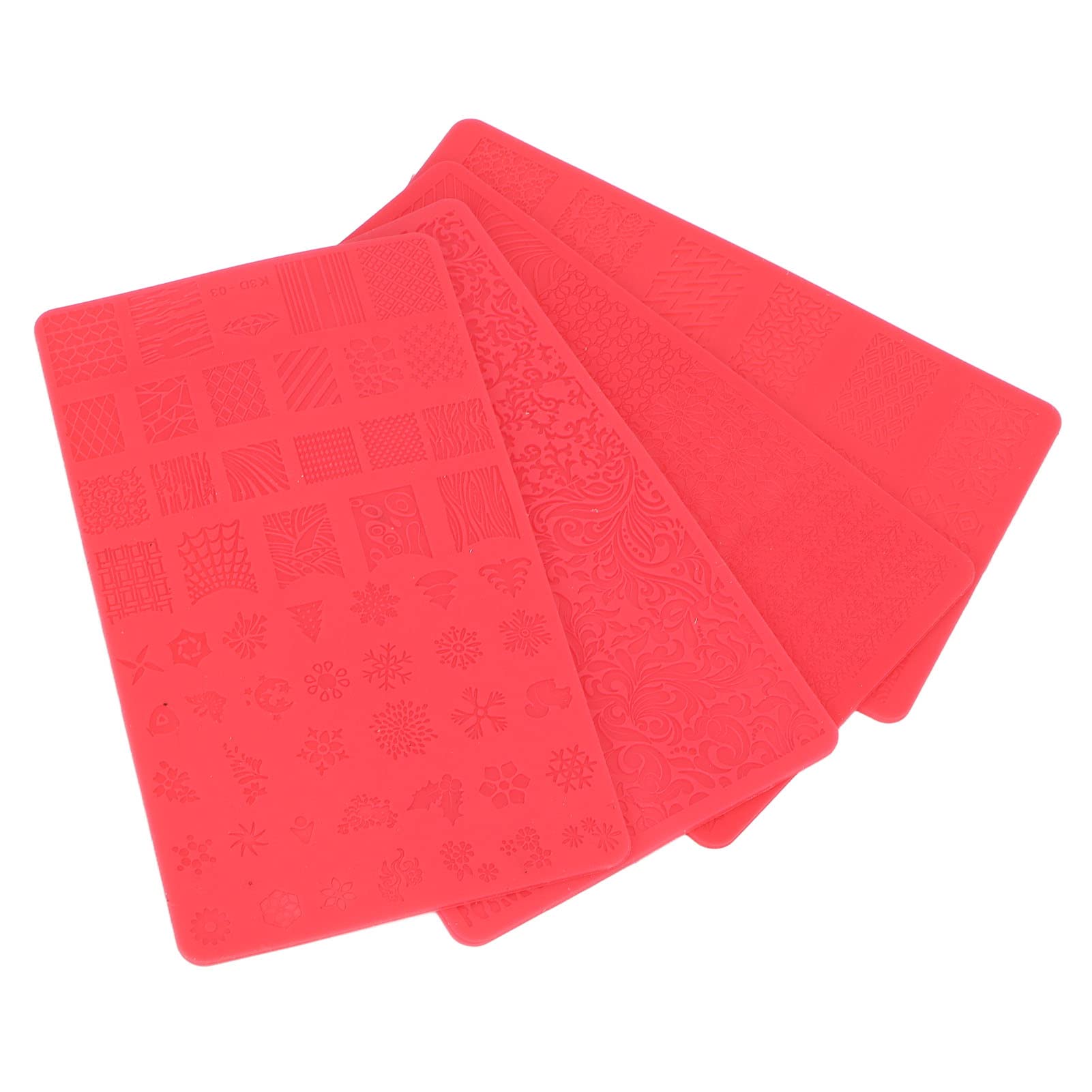 4PCS 3D Relief Nail Art Stencils - Soft Silicone Nail Printing Templates for DIY Salon Nail Design, Airbrush Nail Art, and Beauty Carving | Perfect for Home Manicures, Nail Salon Professionals, and Creative Nail Art Enthusiasts