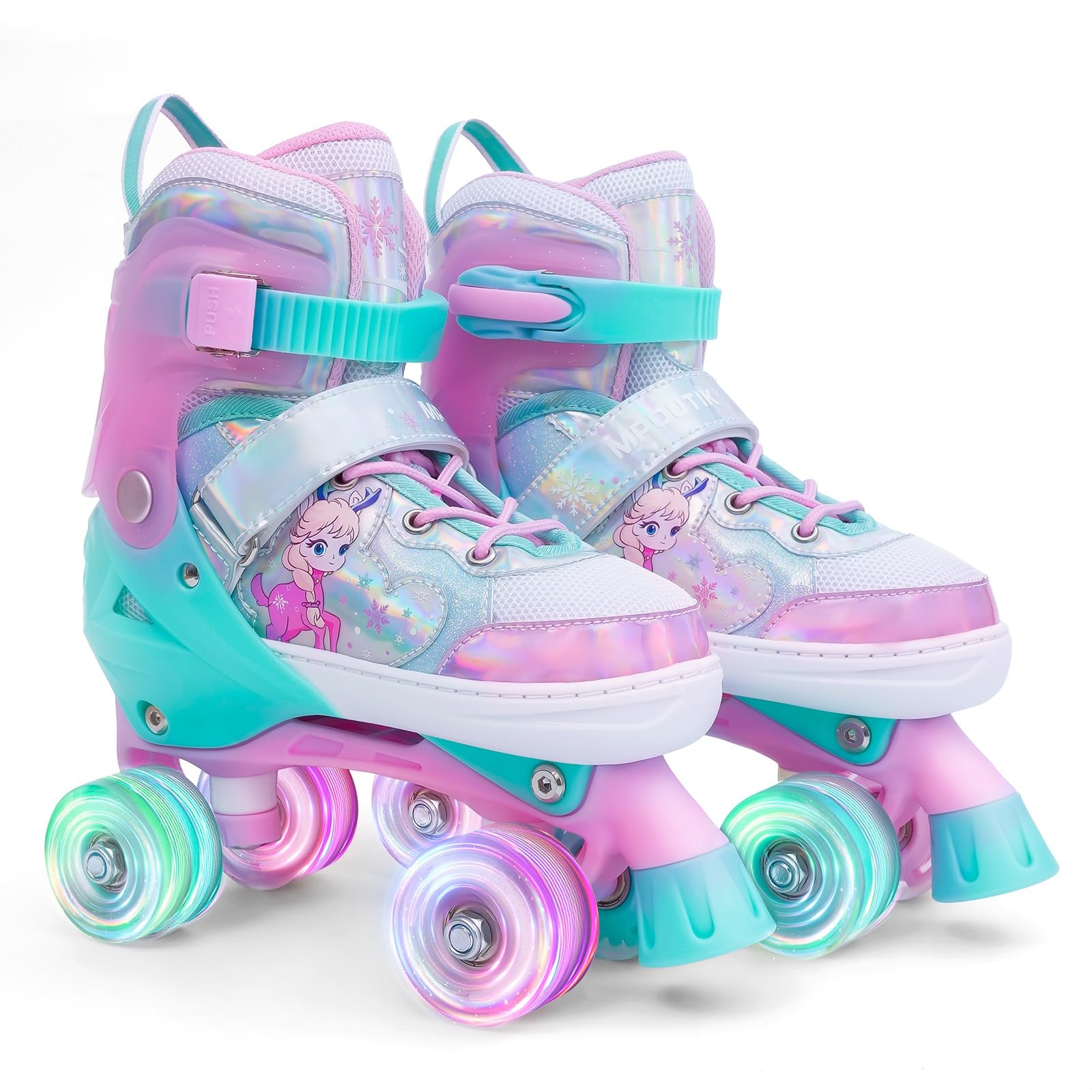 **Girls Adjustable Light Up Roller Skates with Luminous Wheels - Kids Inline Skates for Indoor & Outdoor Fun - Perfect for Birthday Gifts, Park Rides & Roller Rinks**