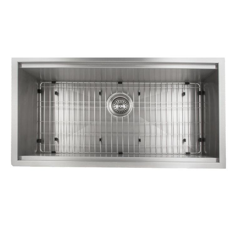 ZLINE Garmisch 33-Inch Undermount Single Bowl Stainless Steel Kitchen Sink - Scratch Resistant, Includes Bottom Grid & Accessories (SLS 33S) - Perfect for Modern Kitchens, Remodeling & Chef-Grade Food Prep