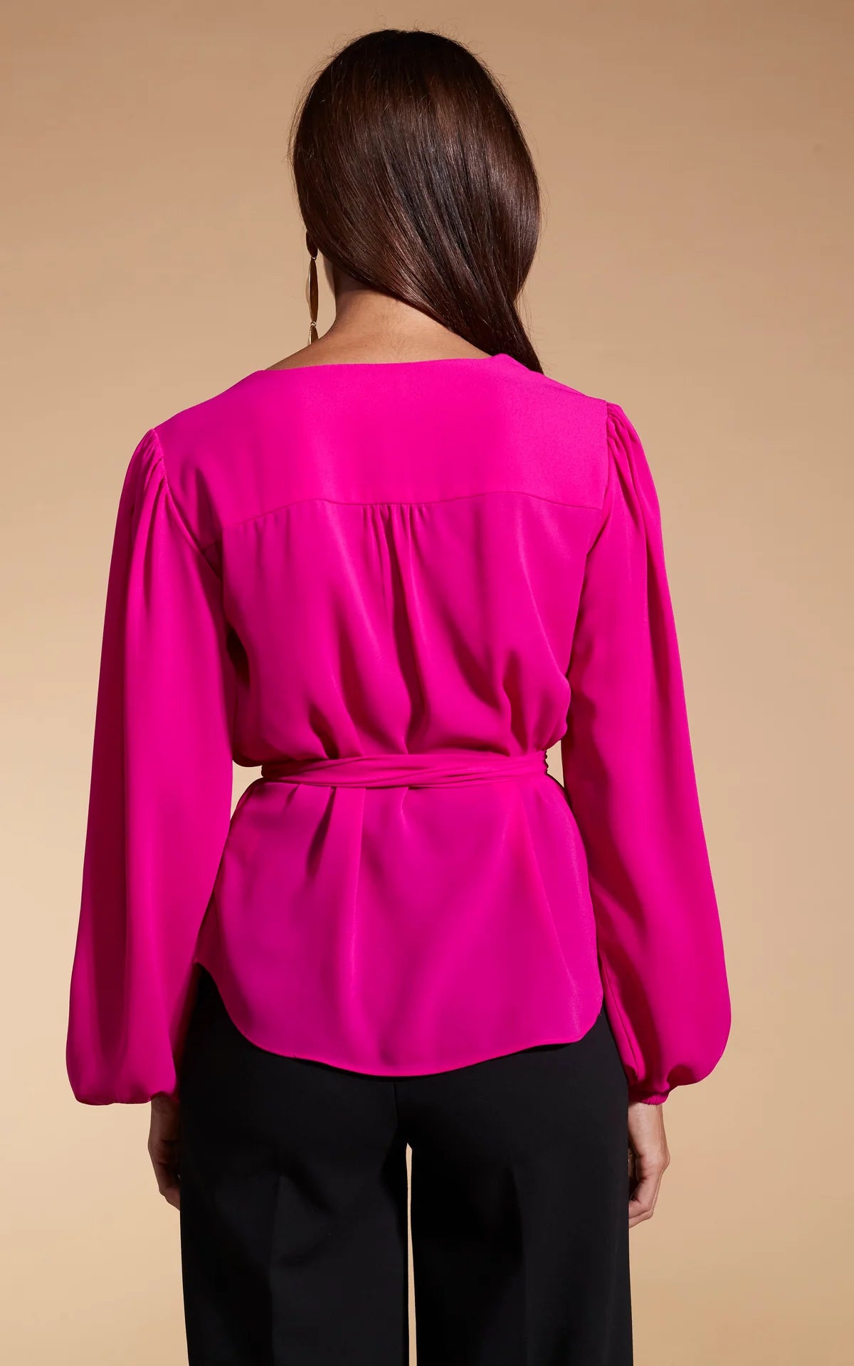 LYMA Multi-Way Tie Neck Top in Solid Magenta - Versatile Women's Fashion Blouse for Work, Party & Casual Wear