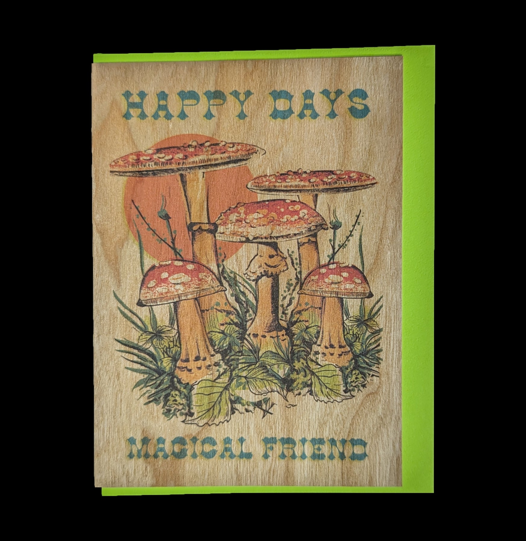 Foldable Wooden Magic Mushroom Greeting Card - Unique Handmade Eco-Friendly Postcard for Friends, Birthday, Thank You & Special Occasions - Perfect for Gifting, Collecting & Home Decor
