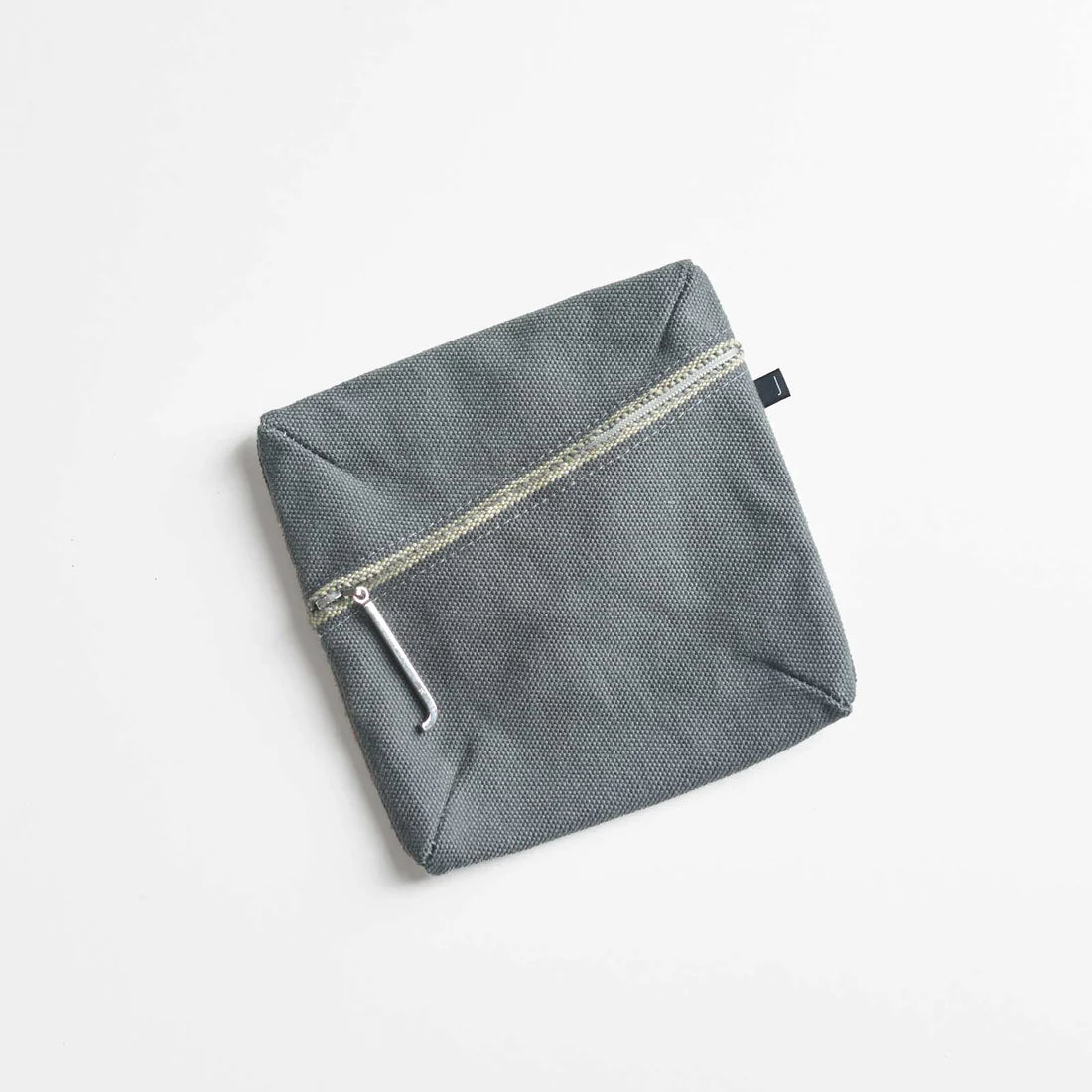 Kurashiki Hampu Canvas Pouch - Square Bluish Gray Japanese Style Organizer Bag | Perfect for Stationery, Makeup & Travel Essentials