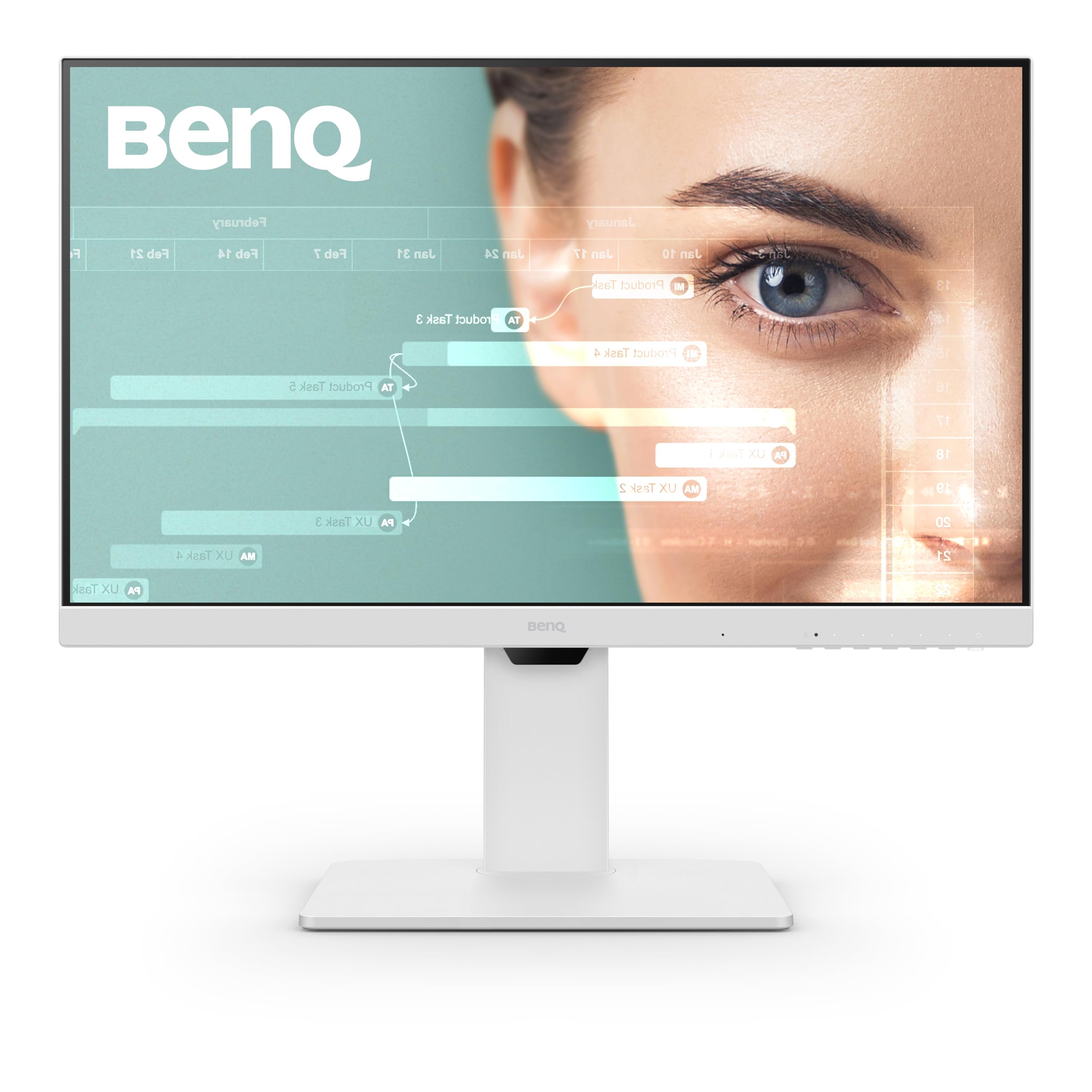 BenQ GW2485TC 24 Inch 1080p IPS Office Monitor with Eye Care Tech, Adaptive Brightness, Height & Tilt Adjustment - Built-in Speakers, Noise Cancelling Mic, Daisy Chain - DisplayPort, HDMI, USB-C - Perfect for Home Office, Coding, and Video Conferencing