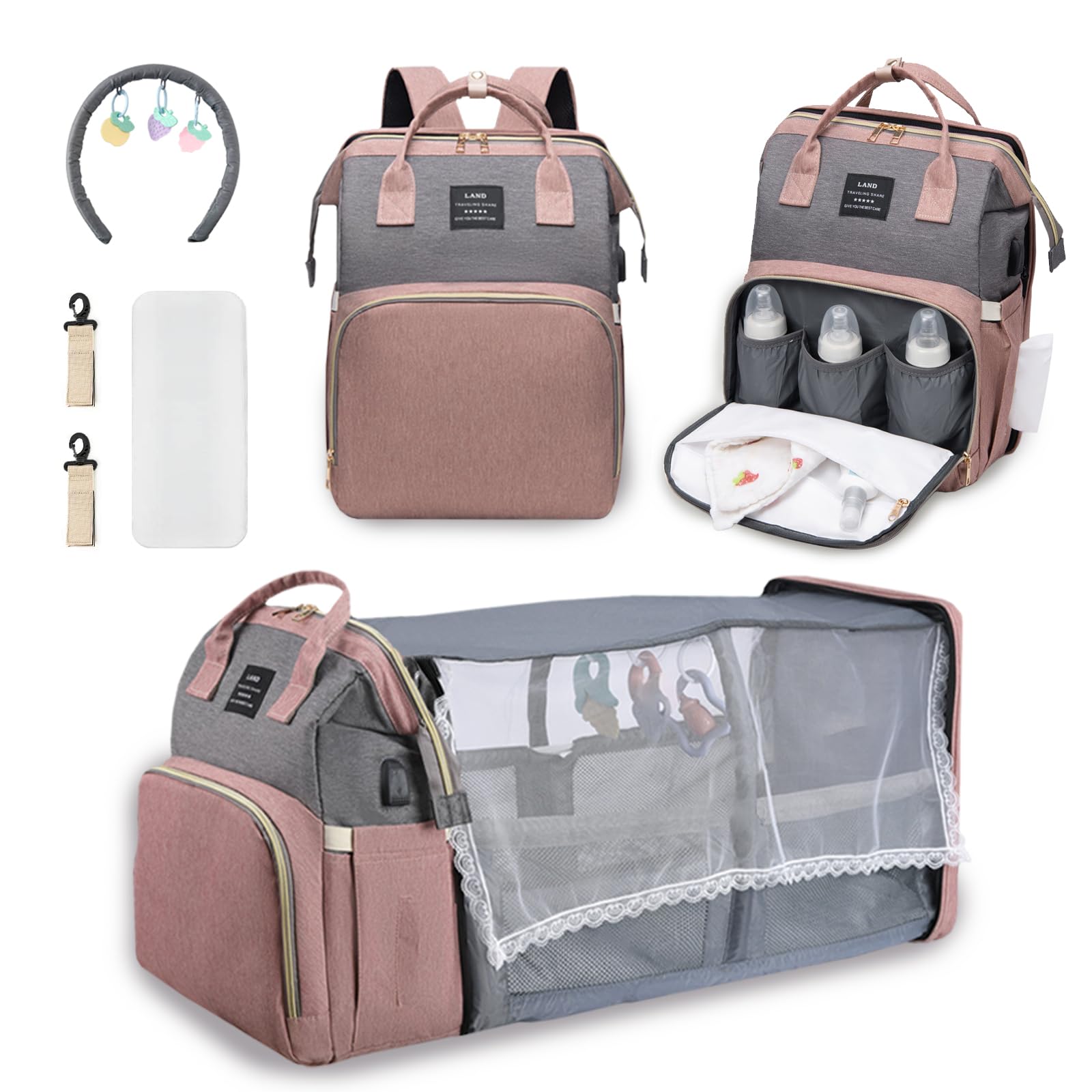 **CtopxCone Diaper Bag Backpack with Changing Station - Multifunctional Travel Backpack for Baby Essentials, Waterproof & Spacious Baby Diaper Bag for Parents - Perfect for Outings, Travel, and Daily Use**