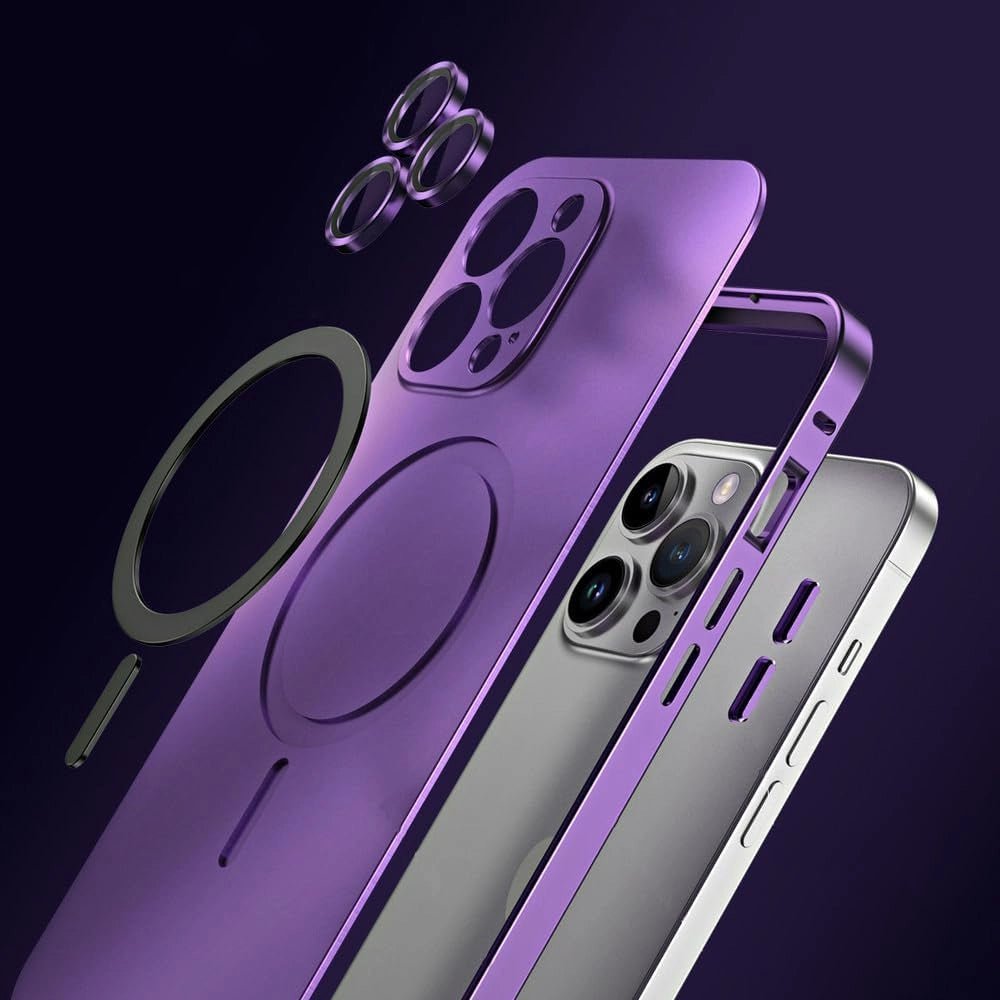 FusionSnap Aluminum MagSafe iPhone Case - Durable Protective Cover for iPhone 12/13/14/15 Pro Max - Slim & Lightweight Metal Design - Perfect for Everyday Use, Travel & Work