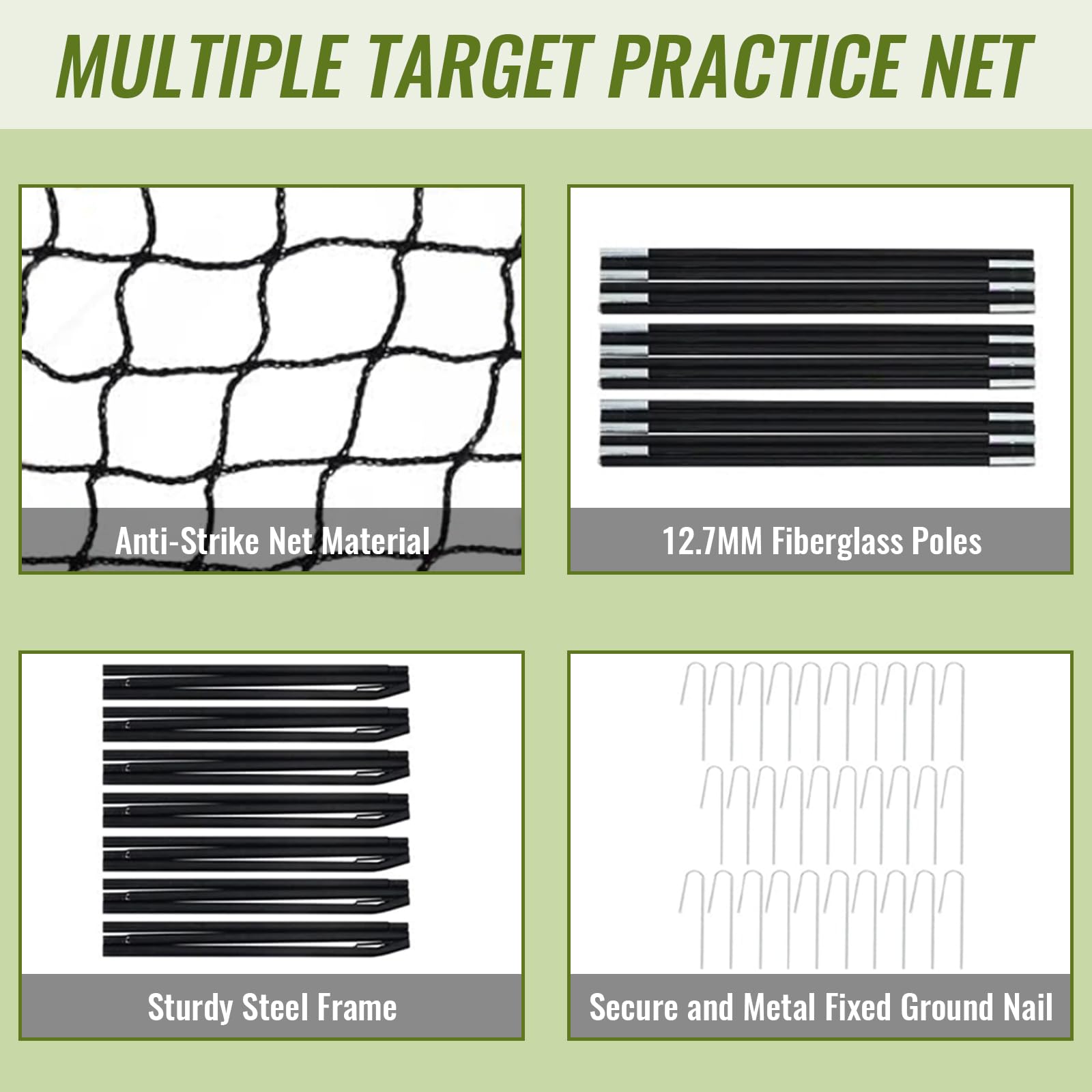 13x10x10FT Portable Baseball Batting Cage for Backyard, Softball & Baseball Practice Net with Carry Bag - Perfect for Home Training, Youth Drills & Professional Hitting Practice