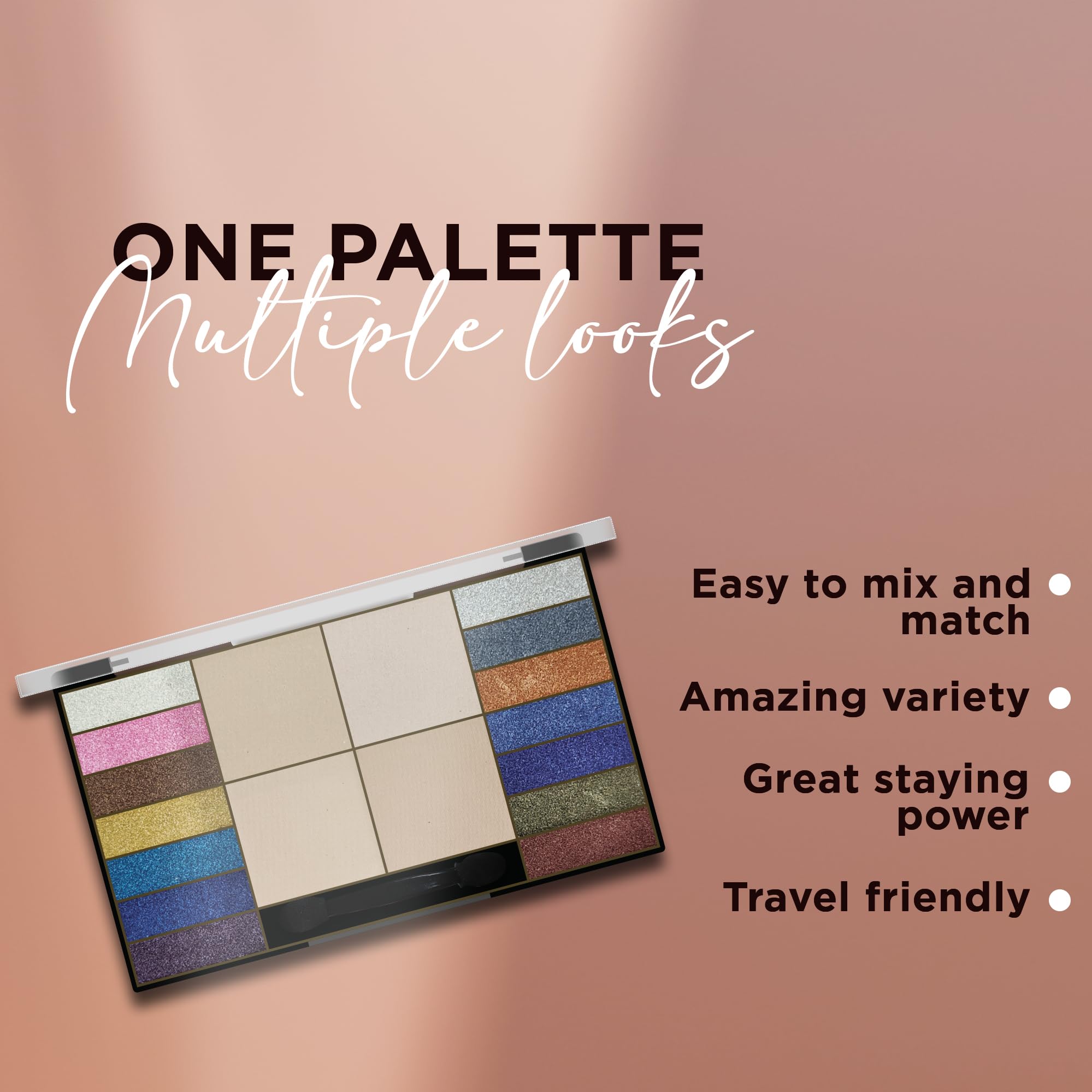 Seven Seas Pretty Eye Eyeshadow Palette - Highly Pigmented, Long-Lasting & Blendable | 35Gm Multicolor Shimmer & Glitter Makeup Palette for Day to Night Looks | Perfect for Parties, Weddings & Special Occasions