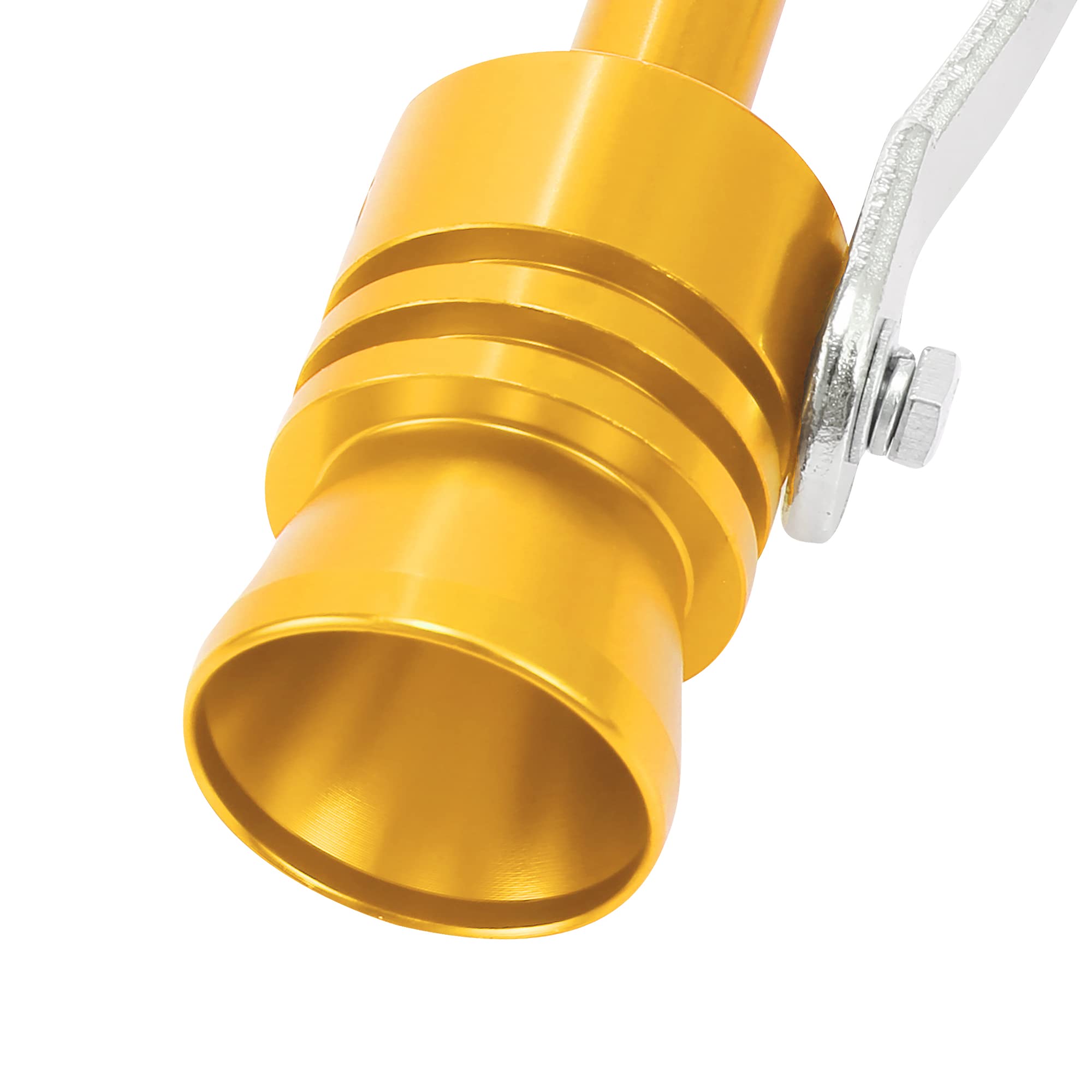X AUTOHAUX 2pcs Universal Turbo Sound Exhaust Muffler - Aluminum Alloy L Size Whistle Pipe for Car Roar Enhancement (Gold Tone) - Perfect for Performance Cars & Off-Road Vehicles