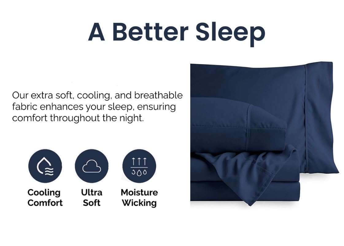 600 Thread Count Percale Cotton Queen Size Bed Sheet Set - Deep Pocket, Breathable & Soft for All-Season Comfort - Perfect for Home, Hotel, and Guest Room Use