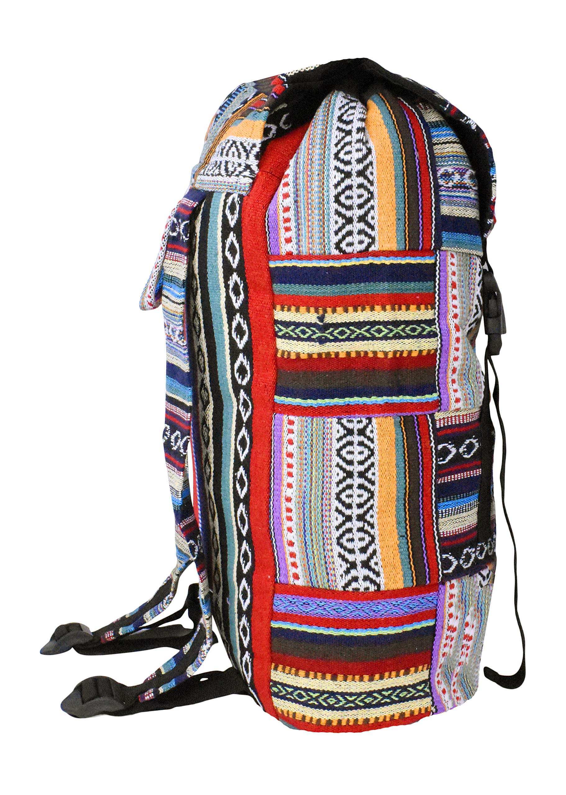 Mandala Crafts Bohemian Backpack - Large Boho Backpack Purse for Women & Men | Hippie Style Multicolor Baja Backpack | Perfect for Festivals, Travel & Beach Day