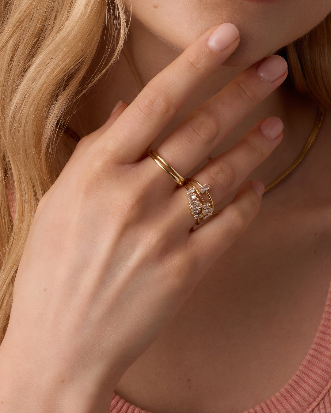 Amara Ring Set of 4 - Elegant Stackable Rings for Women, Dainty Gold & Silver Jewelry Gift for Her | Perfect for Weddings, Anniversaries, and Everyday Wear