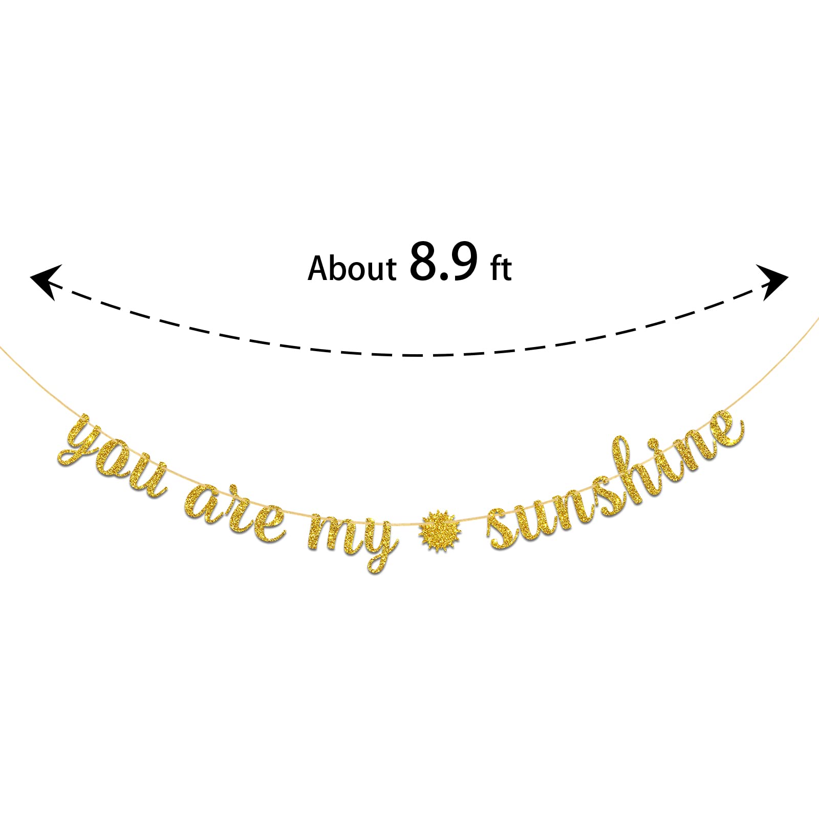 You Are My Sunshine Party Banner - Gold Rectangular Cardboard Sign for Wedding, Birthday & Baby Shower Decorations - Perfect for Photo Backdrops, Dessert Tables & Wall Decor