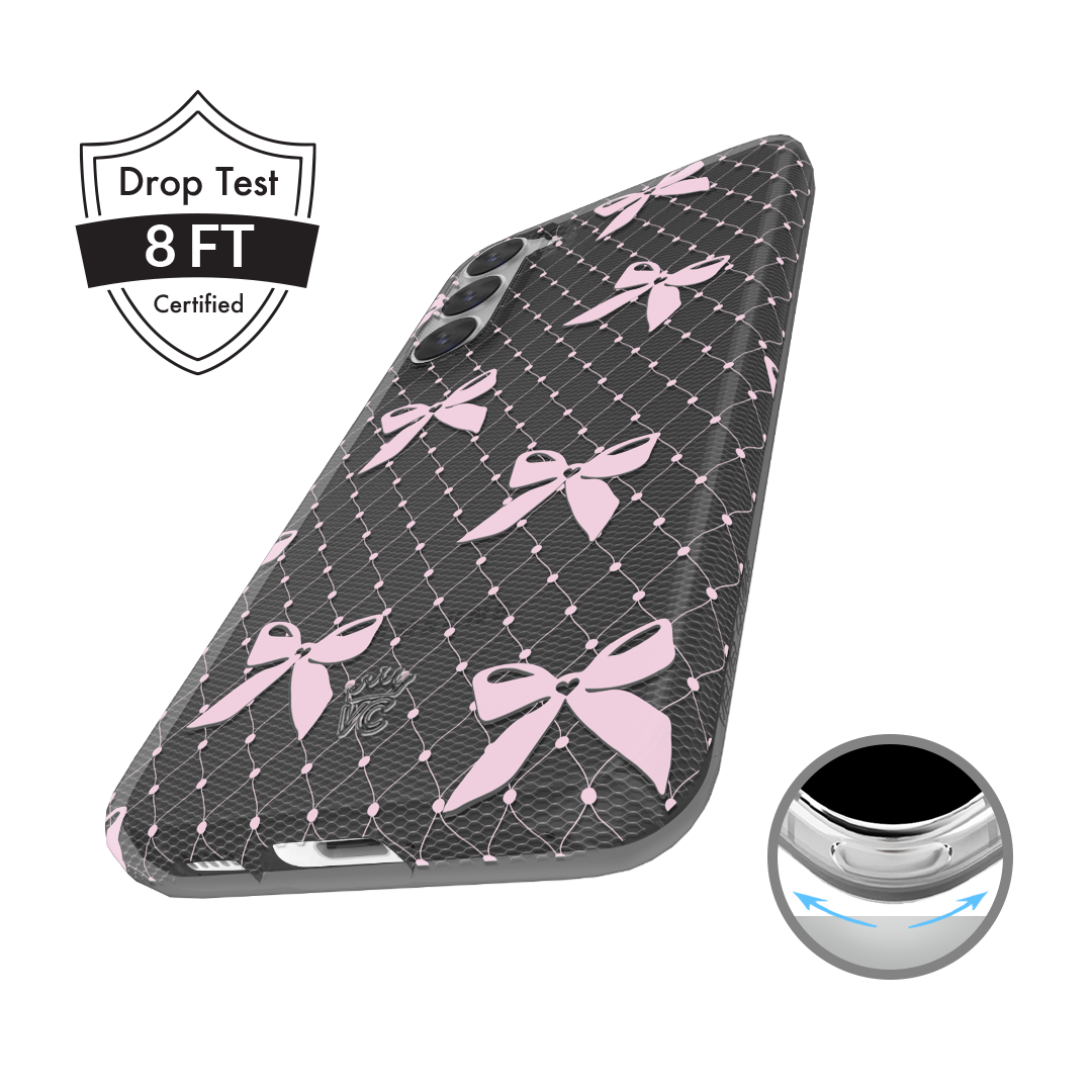 Elegant Lacy Pink Bow Samsung Phone Case - Cute & Stylish Protective Cover for Samsung Galaxy S21/S20/Note 20 - Perfect Gift for Girls, Women, Teens (School, Work, Party, Everyday Use)