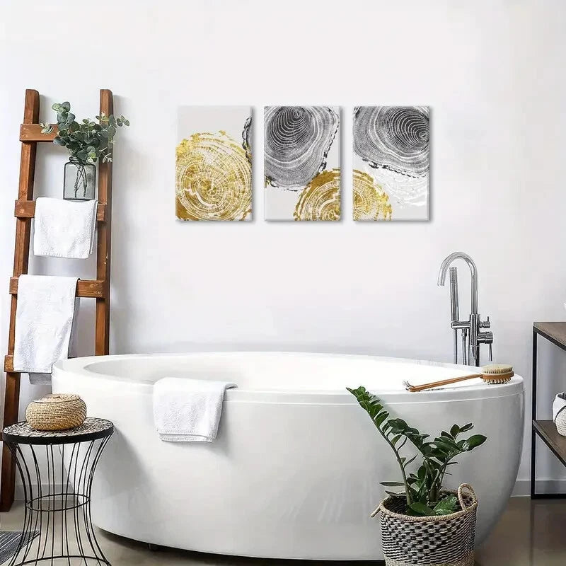 3-Piece Abstract Black and Gold Metal Wall Art - Ready to Hang Modern Home Decor for Living Room, Bedroom, or Office