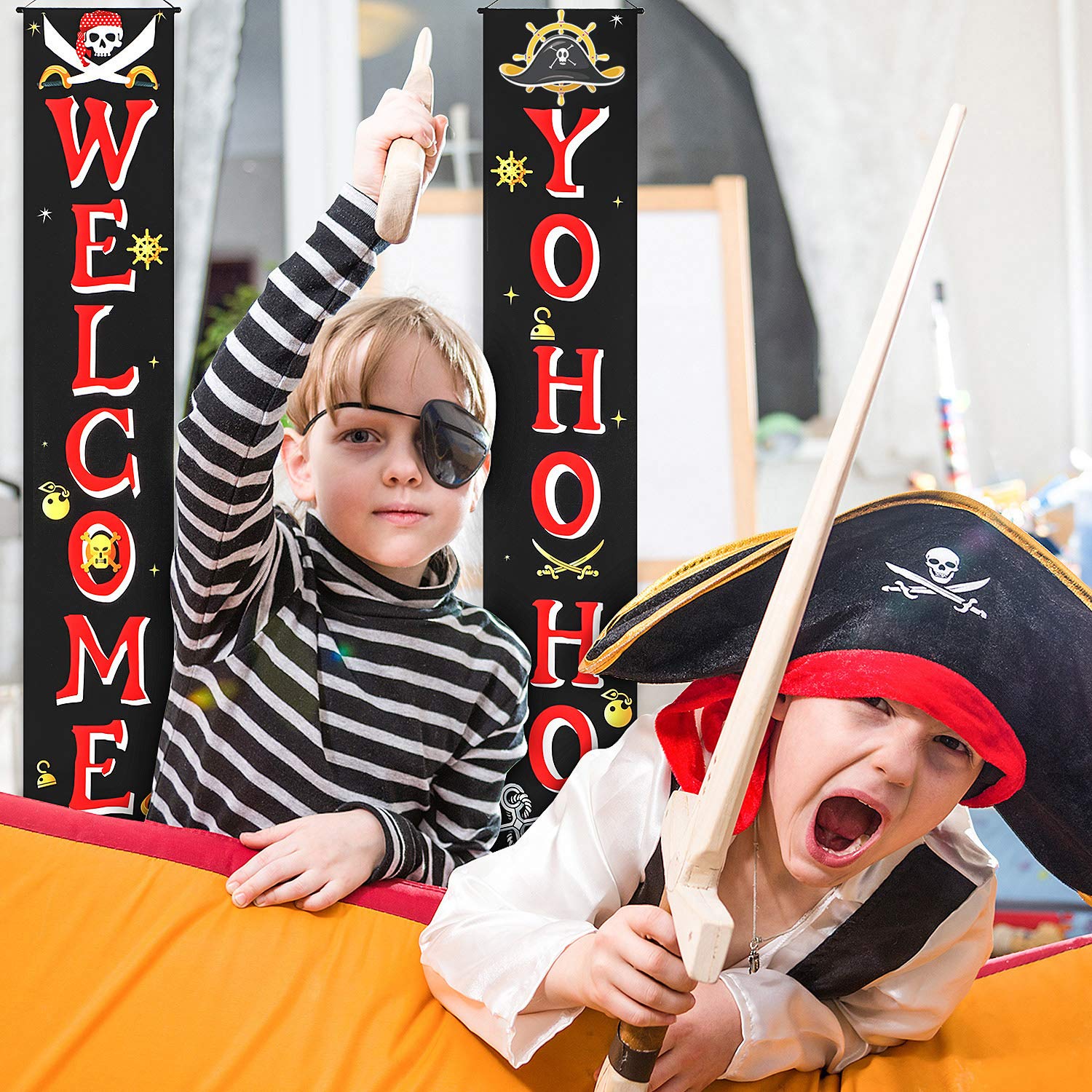 Pirate Happy Birthday Banner - Pirate Party Decorations & Supplies for Indoor & Outdoor Use - Perfect for Birthday Parties, Themed Events, and Home Decor