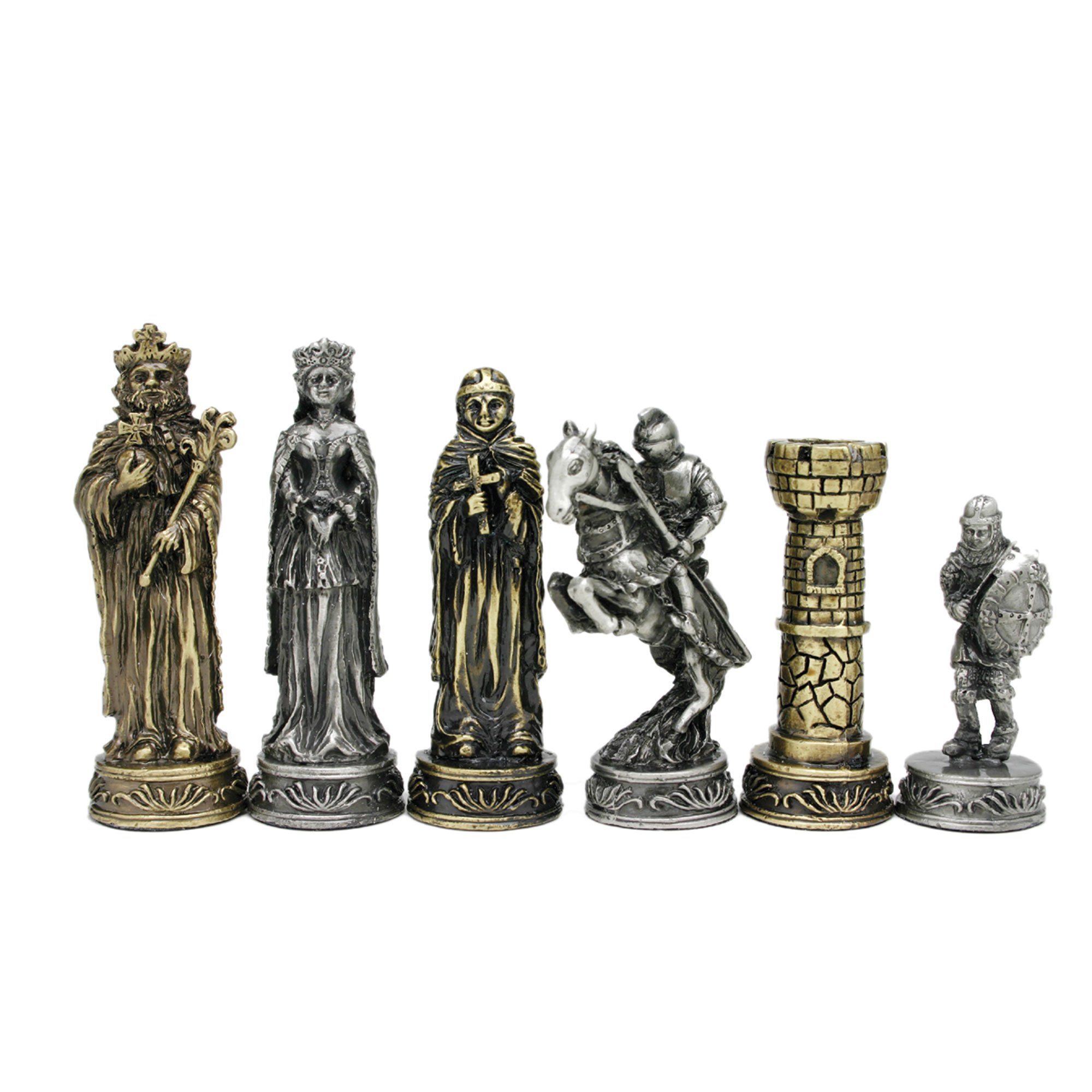 WE Games Pewter Medieval Themed Chess Set - Unique Metal Chess Board Game for Adults, Luxury Handcrafted Chess Pieces with Detailed Sculptures | Perfect for Home Decor, Gift Giving & Strategy Game Lovers