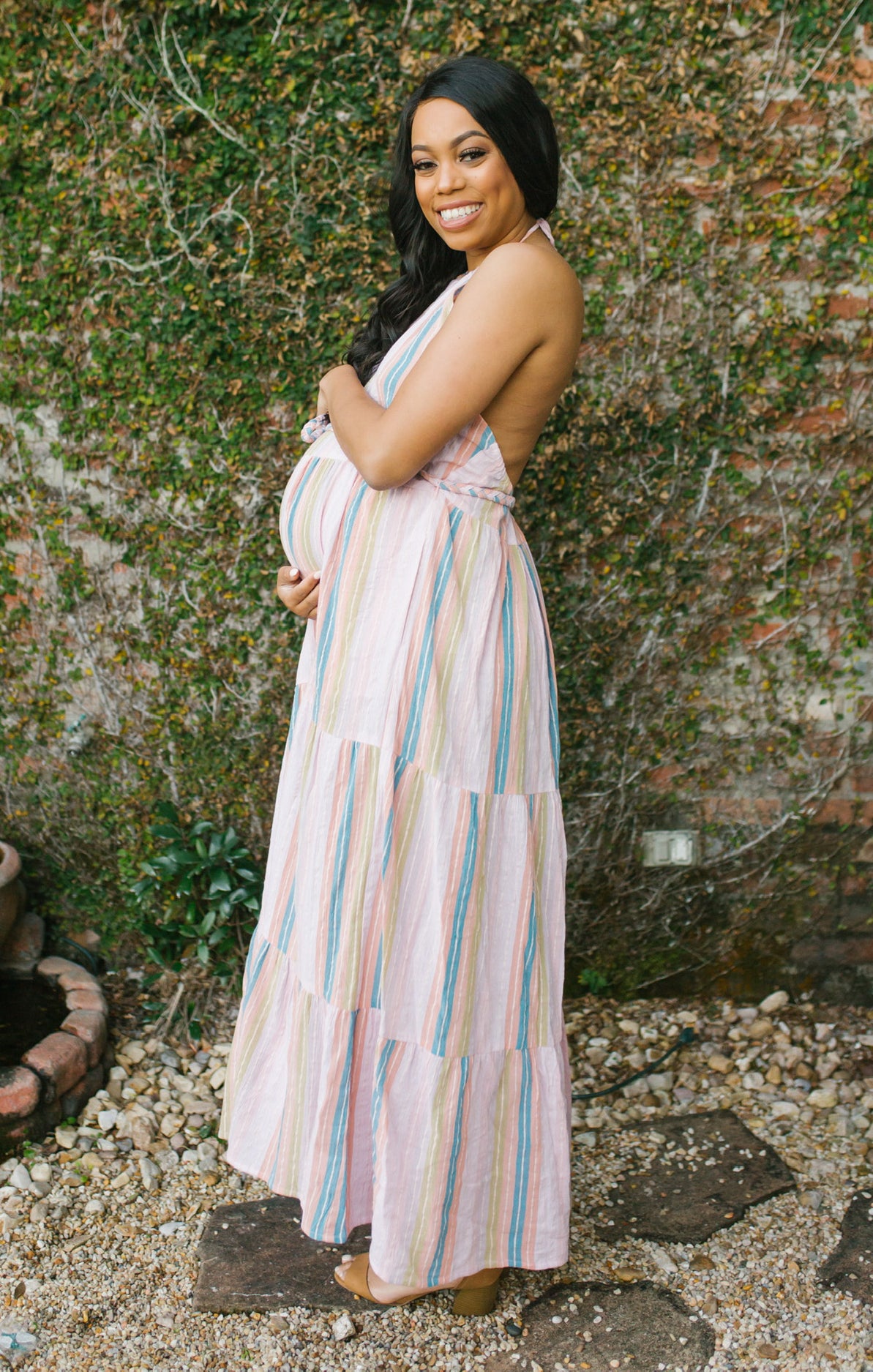 Isabella Maxi Dress - Flowy Summer Beach Dress with Paradise Stripe Print | Perfect for Vacations, Weddings & Boho Outfits