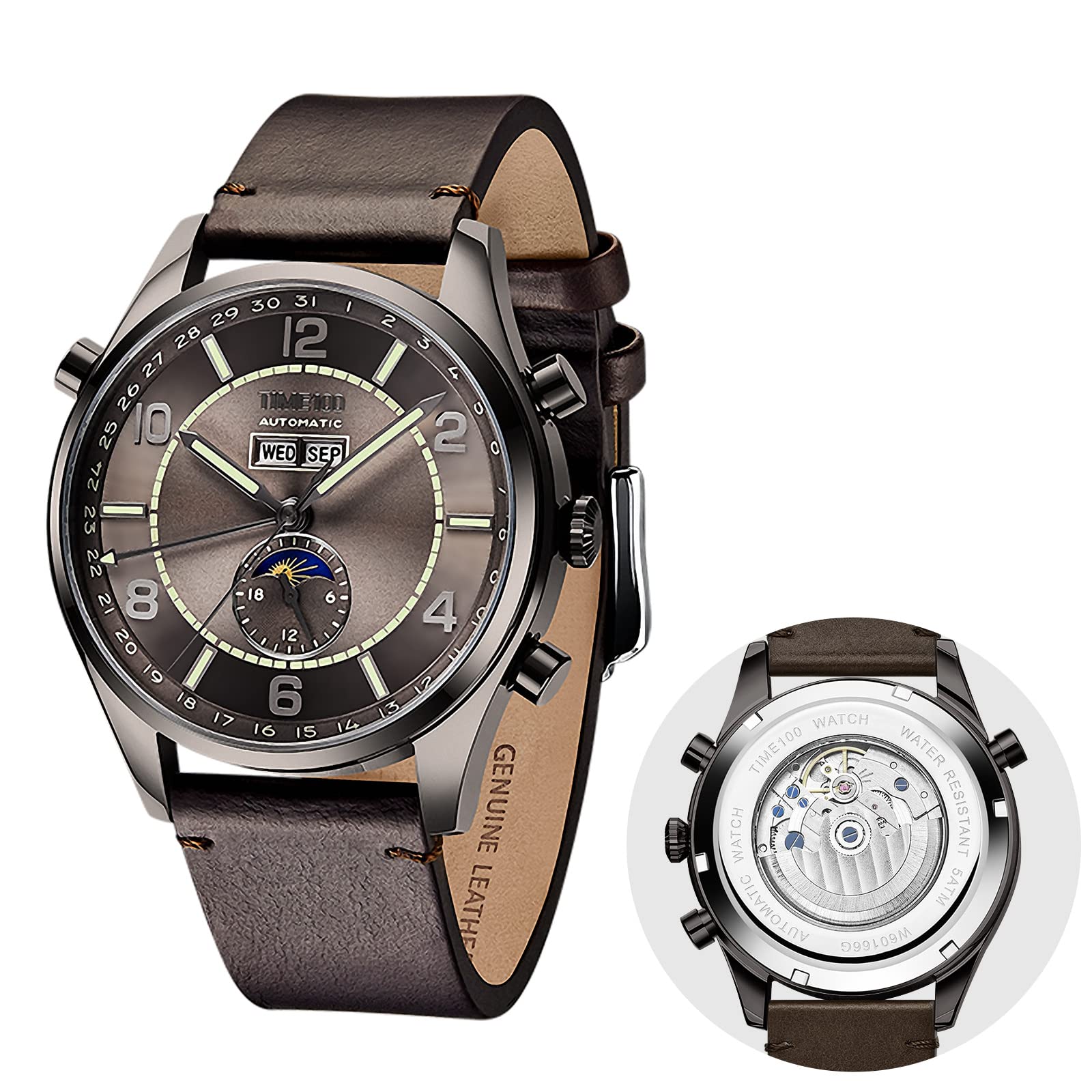 TIME100 Automatic Mechanical Watch for Men - No Battery Needed, Award-Winning Design | Perfect for Business, Casual & Formal Occasions
