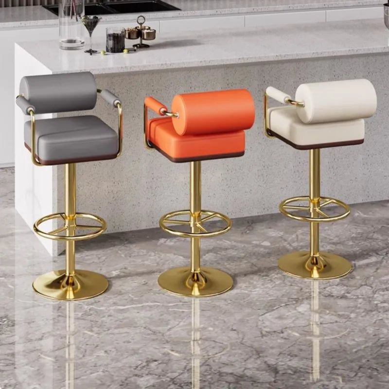 Modern Designer Bar Stool - Adjustable Height Kitchen Island Counter Chair with Backrest - Perfect for Dining, Entertaining & Home Decor