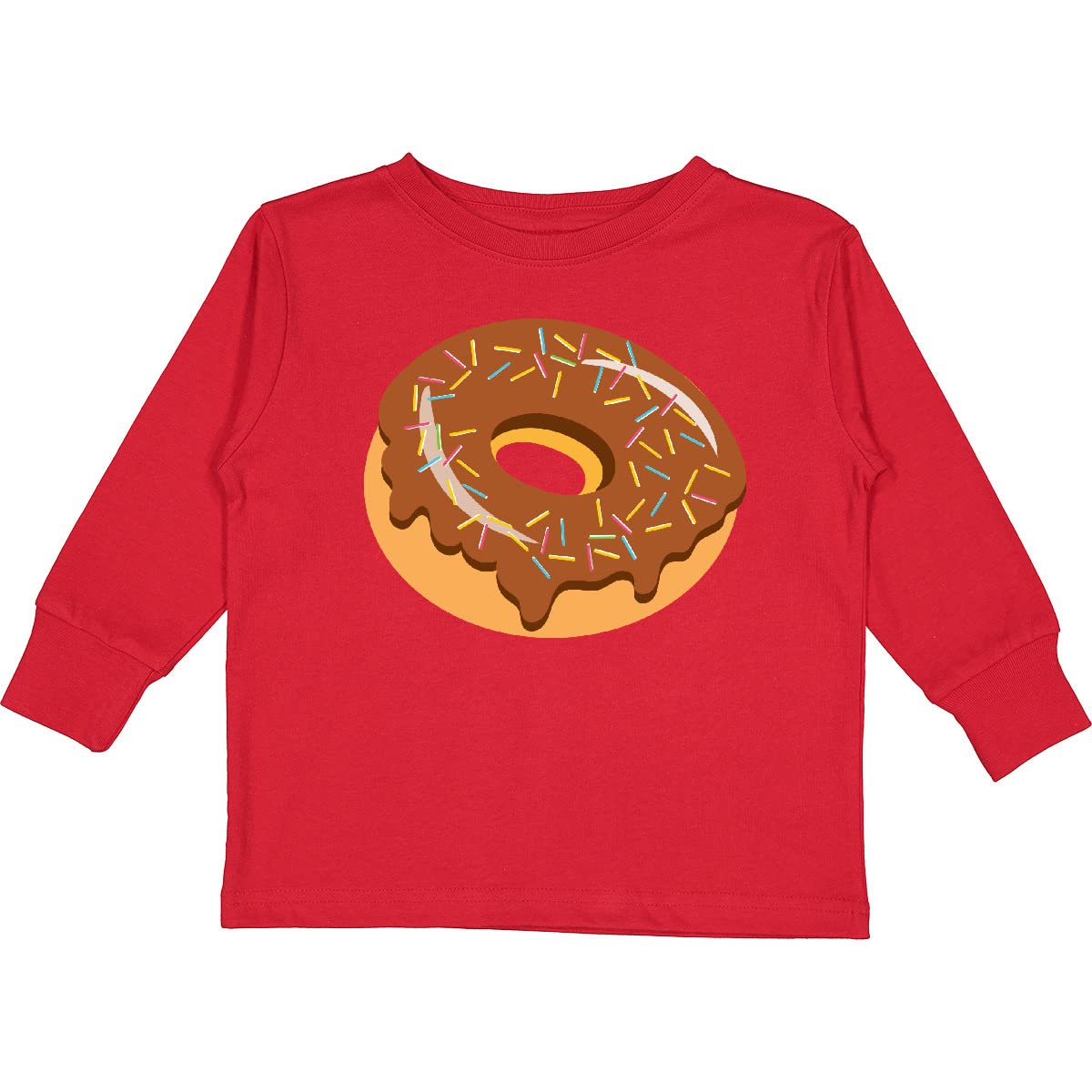Inktastic Chocolate Donut with Sprinkles Toddler Long Sleeve T-Shirt - Cute Birthday Outfit for Boys & Girls, Soft Cotton Tee for Playdates & Family Photos