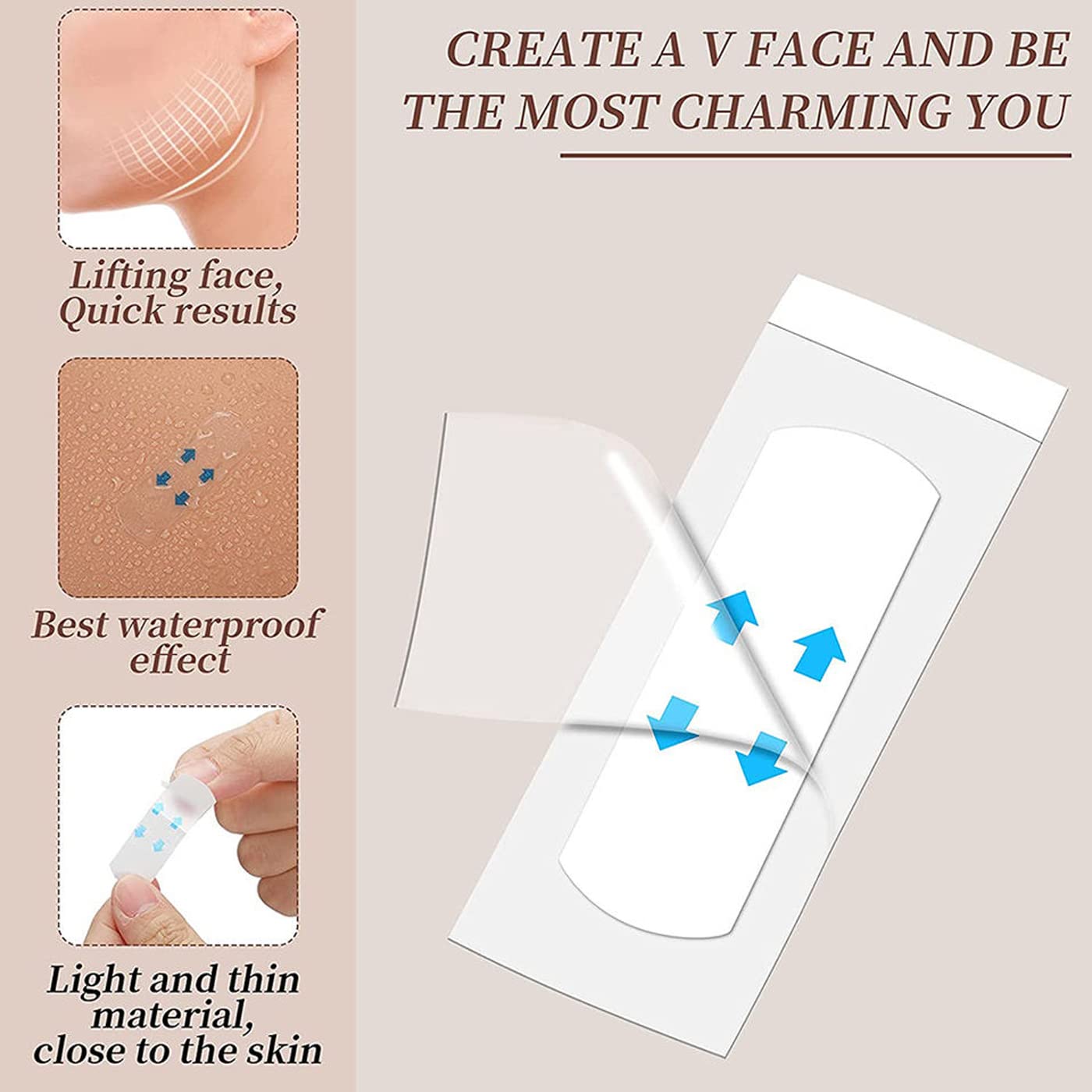 Silent Face Lift Tape - Invisible Facial Lifting Tape for Double Chin & Jowls | Instant Neck Tightening | Waterproof Makeup Stickers (40 Pcs) - Perfect for Weddings, Photos & Everyday Youthful Look