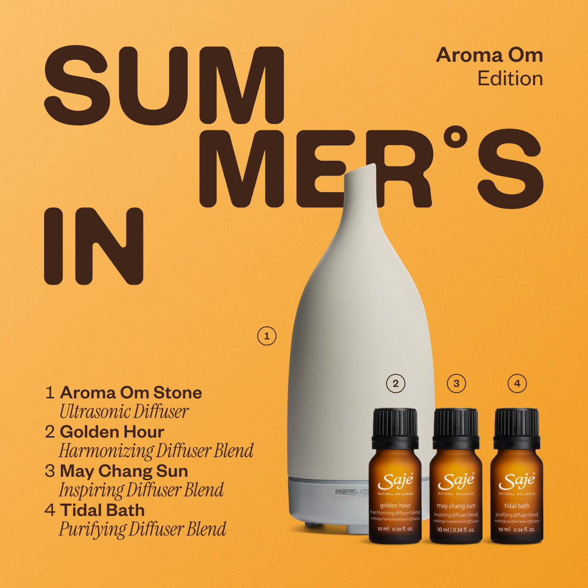 Aroma Om Stone & Summer's In - Premium Essential Oil Diffuser for Home, Yoga & Meditation | Relaxing Aromatherapy for Stress Relief & Better Sleep
